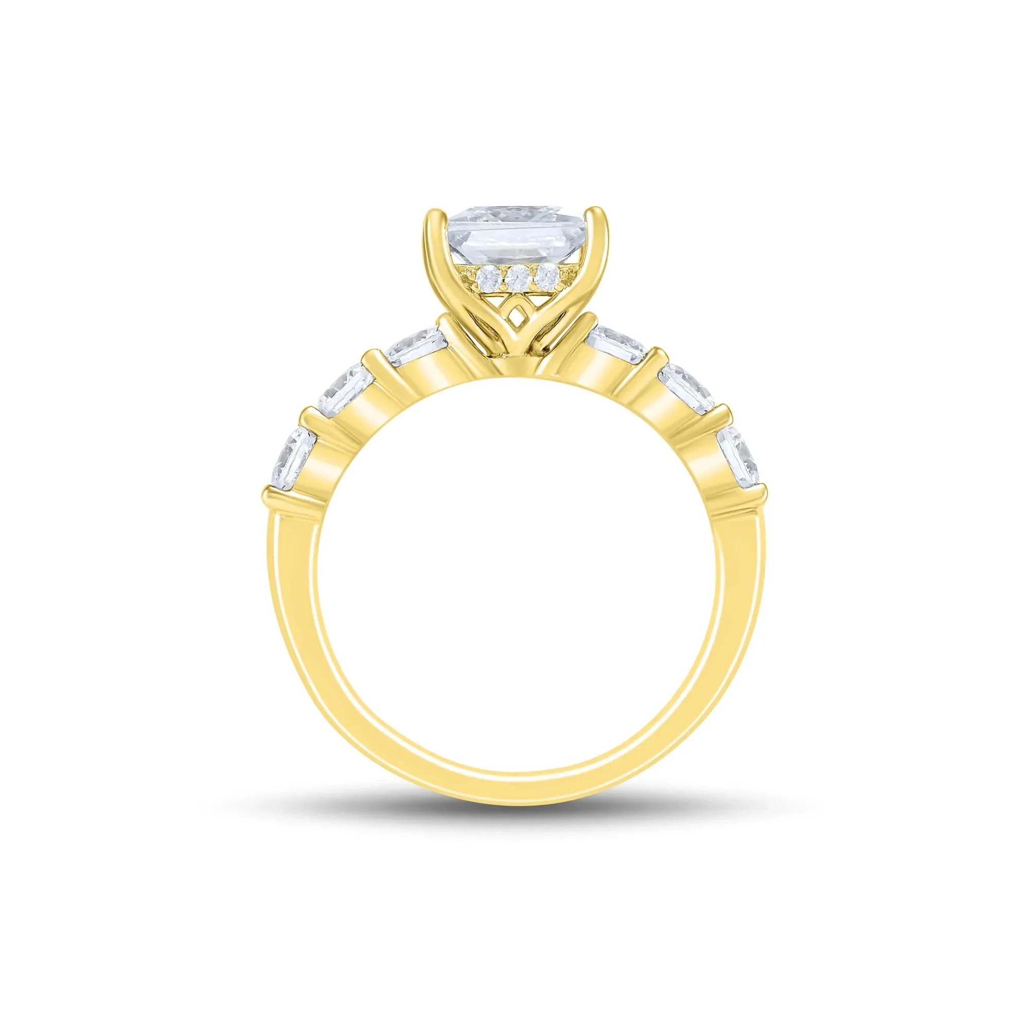 Lab Grown Diamond Princess-Cut Engagement Ring 14K Yellow Gold (3 CT. T.w.) Round Brilliant Cut Size 7.5 2mm - Image 2