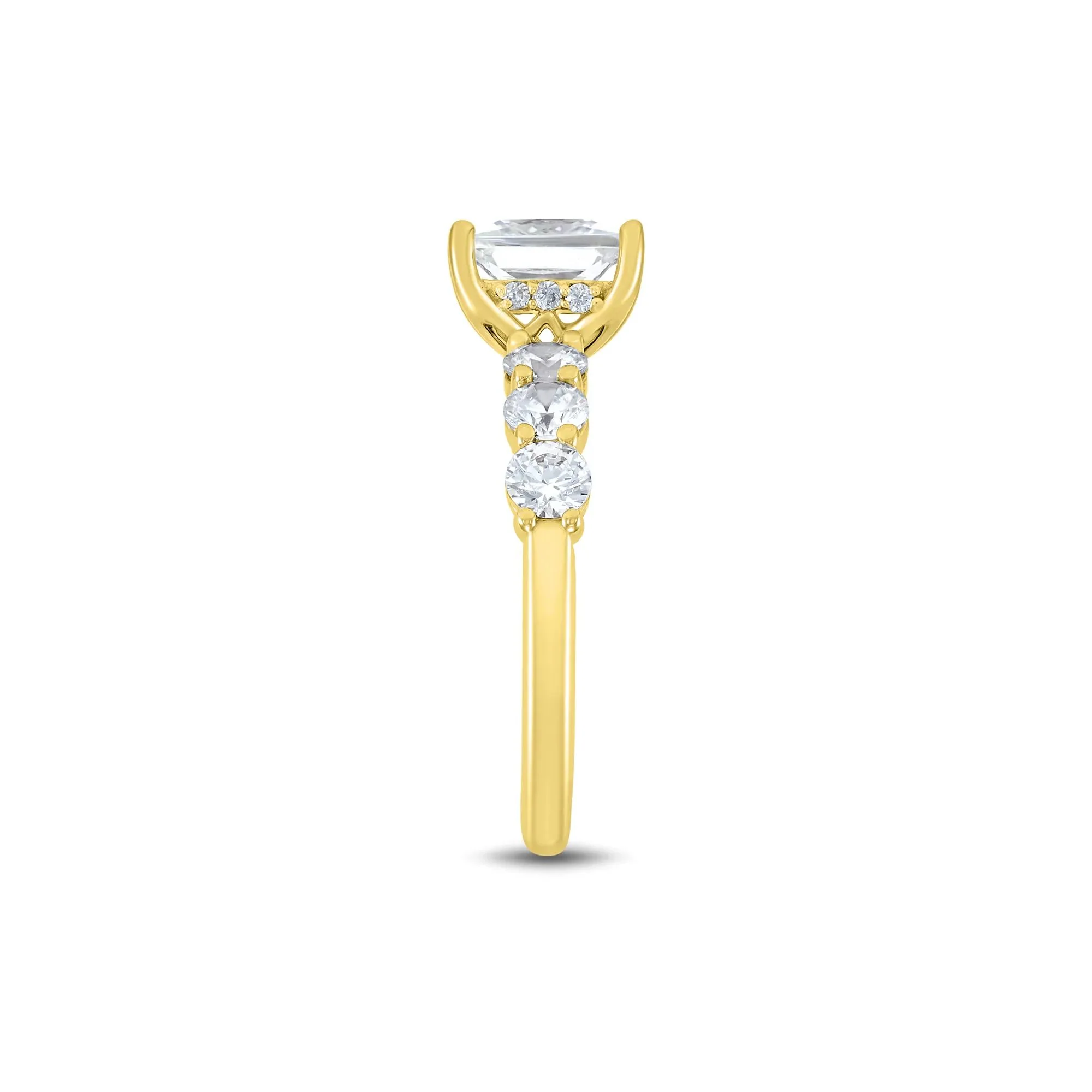 Lab Grown Diamond Princess-Cut Engagement Ring 14K Yellow Gold (3 CT. T.w.) Round Brilliant Cut Size 7.5 2mm - Image 3
