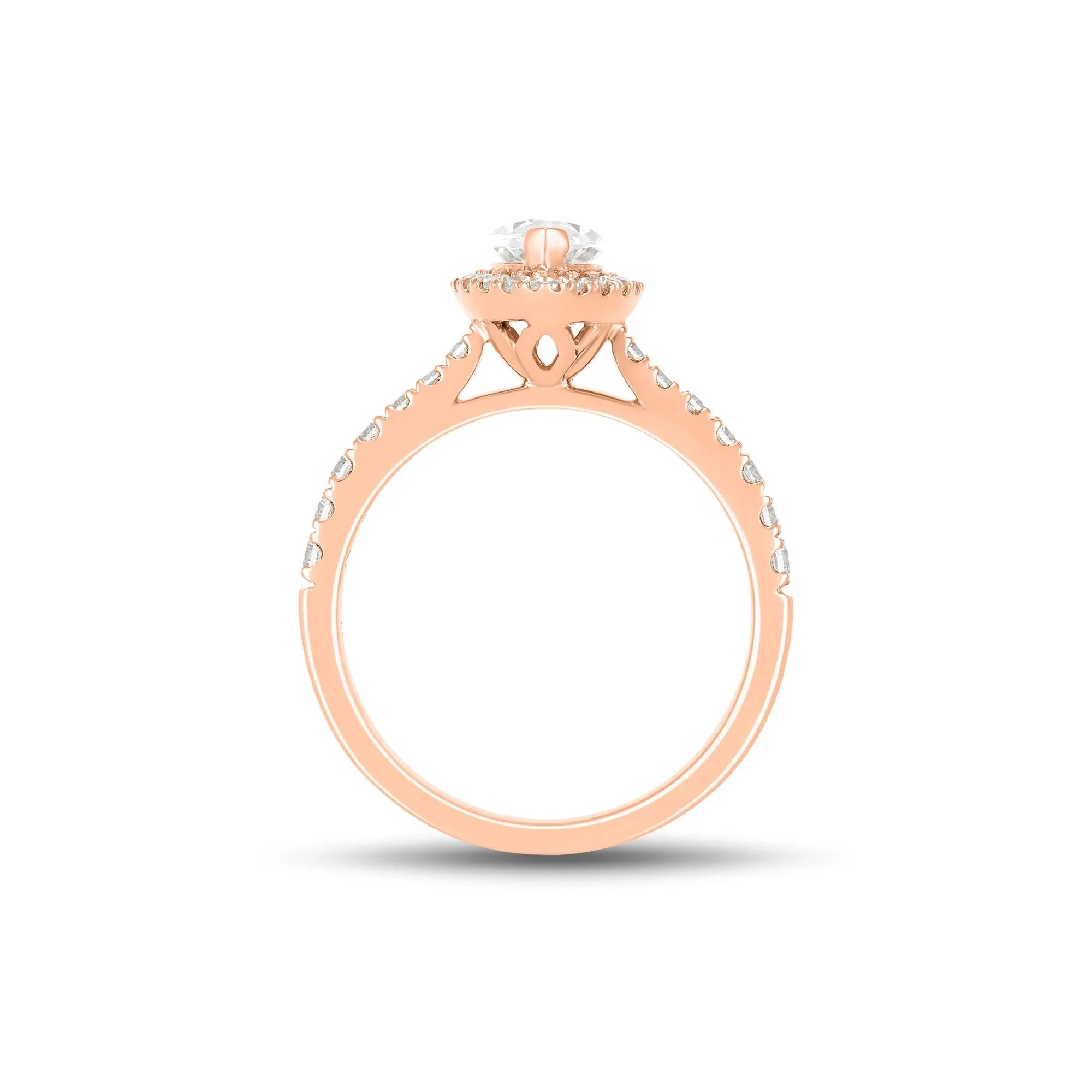 1/2 CT. Tw. Lab Grown Diamond Marquise-Cut Engagement Ring 14K Rose Gold Round Brilliant Cut Size 7.5 1mm - Image 2