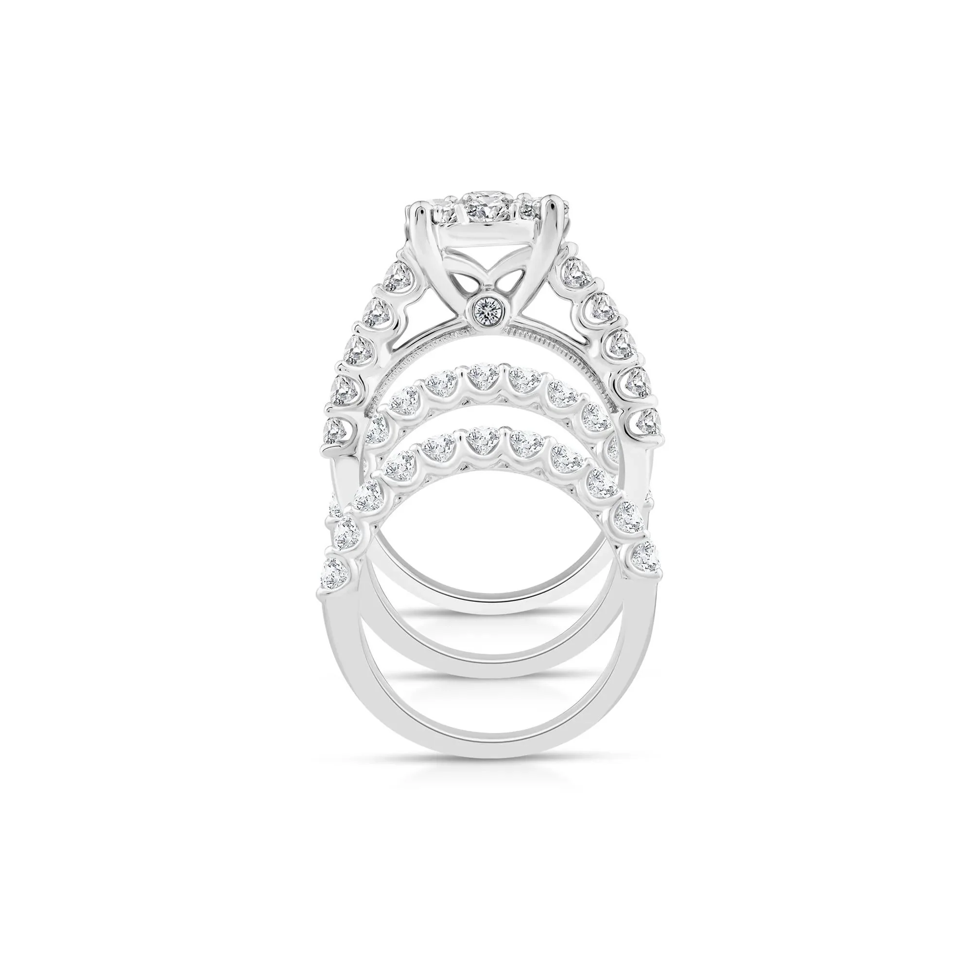 4 CT. Tw. Lab Grown Diamond Round Engagement Three-Piece Set 10K White Gold Ring Round Brilliant Cut Size 6.5 - Image 2