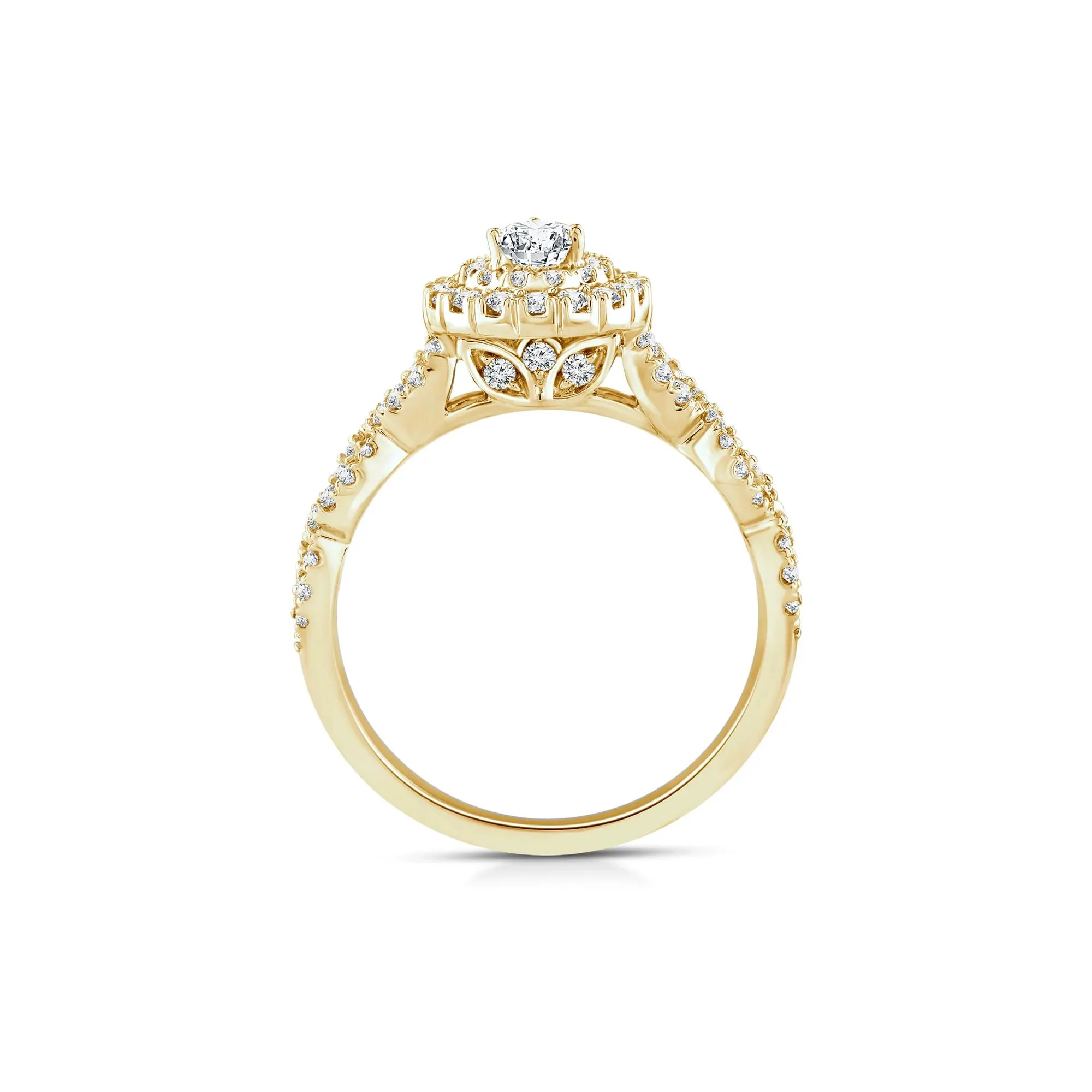 1 CT. Tw. Lab Grown Diamond Pear-Shaped Engagement Ring 10K Yellow Gold Round Brilliant Cut Size 8.5 1mm - Image 2