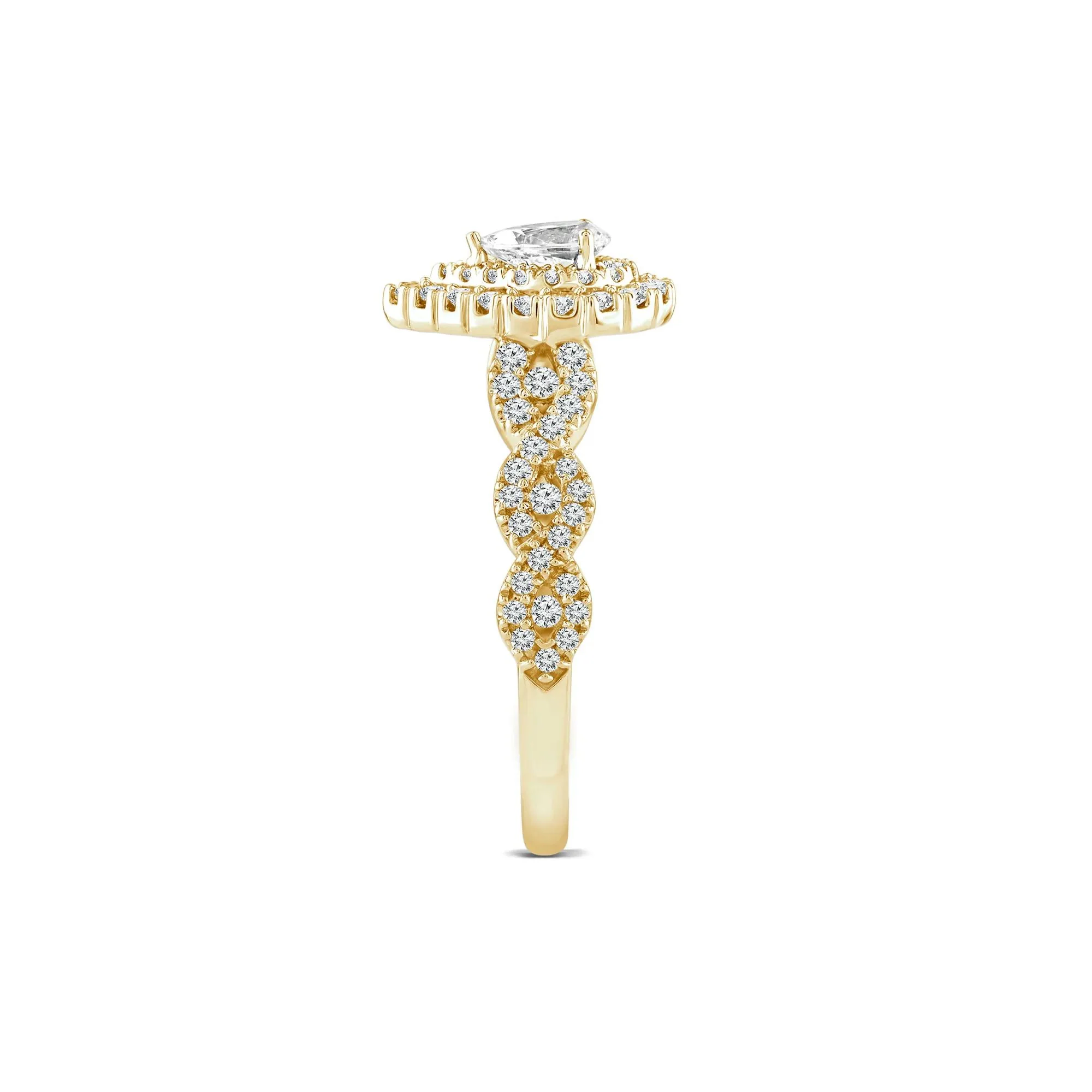 1 CT. Tw. Lab Grown Diamond Pear-Shaped Engagement Ring 10K Yellow Gold Round Brilliant Cut Size 9 1mm - Image 3