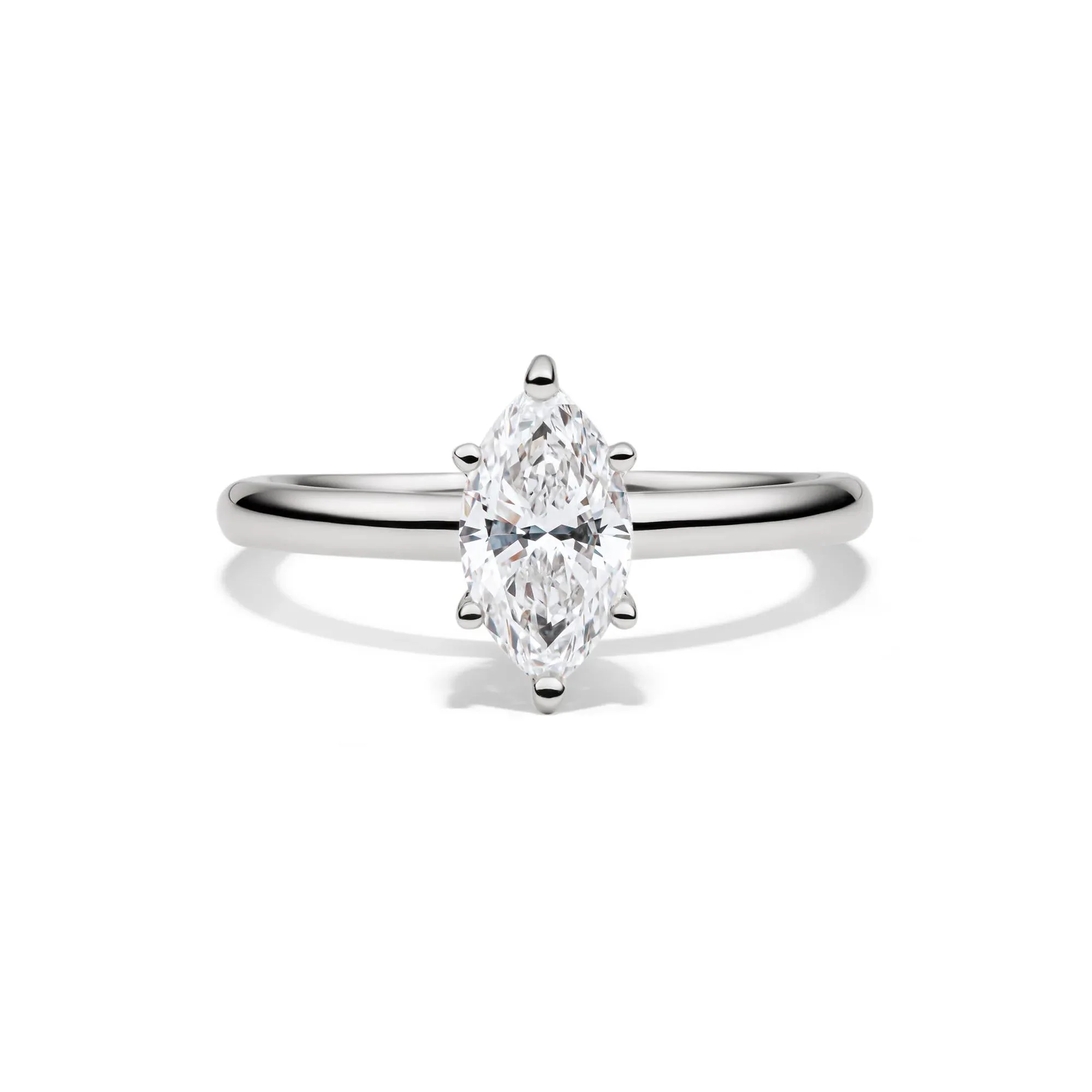 Lab Grown Diamond Marquise Engagement Ring Solitaire 14K White Gold (1 CT.) Size 7.5 2mm
