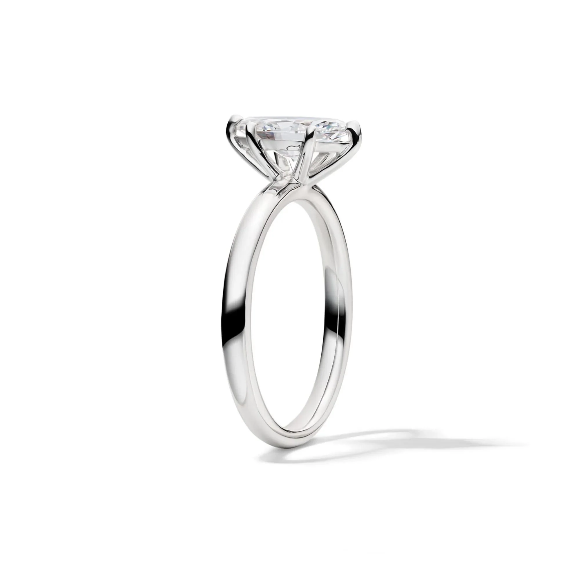 Lab Grown Diamond Marquise Engagement Ring Solitaire 14K White Gold (1 CT.) Size 7.5 2mm - Image 3