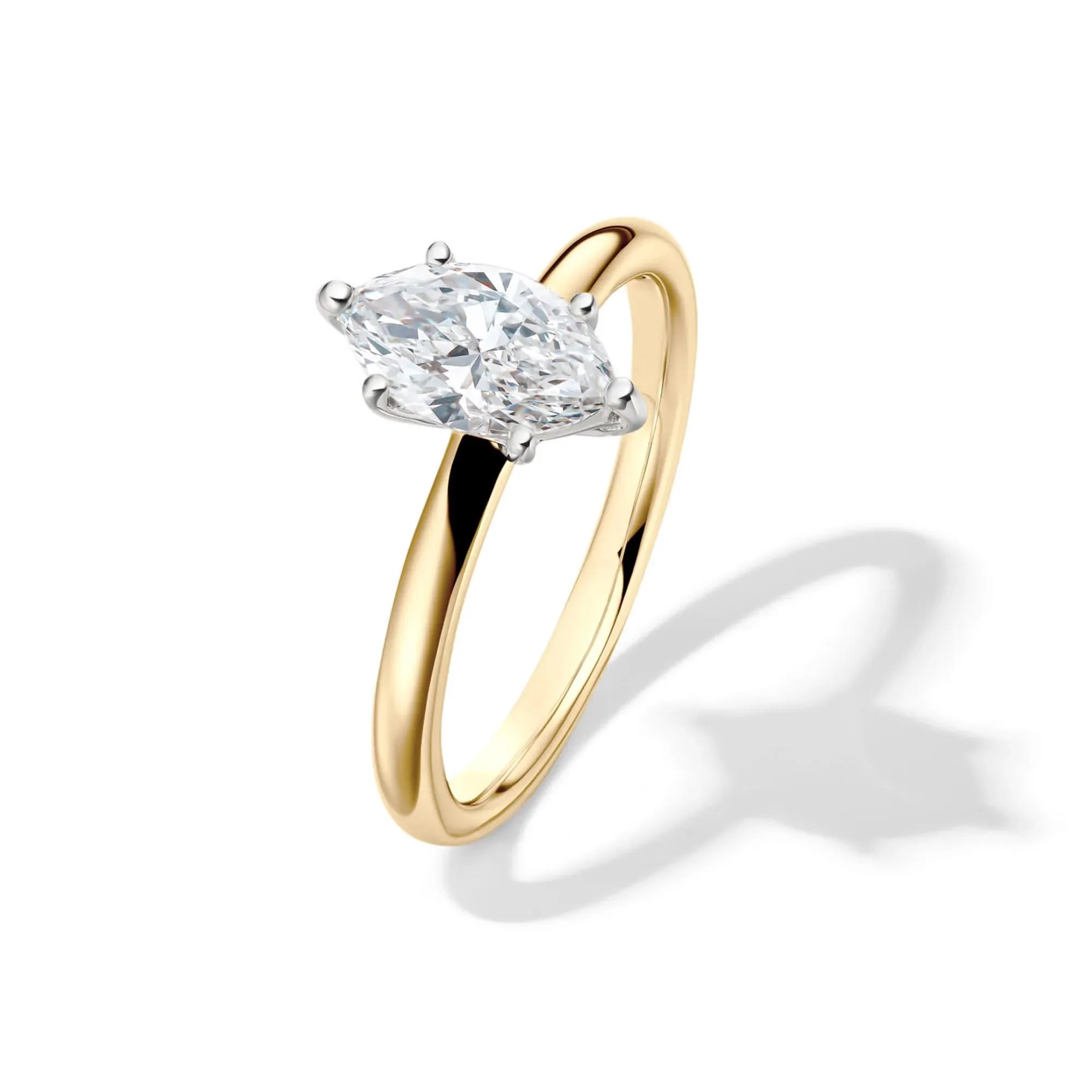 Lab Grown Diamond Solitaire Marquise Engagement Ring 14K Yellow Gold (1 CT.) Size 11.5 2mm - Image 4