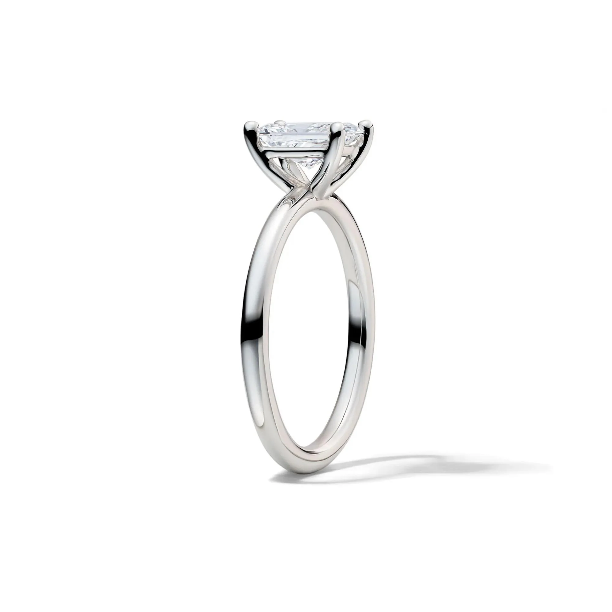 Lab Grown Diamond Radiant-Cut Solitaire Ring 14K White Gold (1 CT.) Size 4 2mm - Image 3