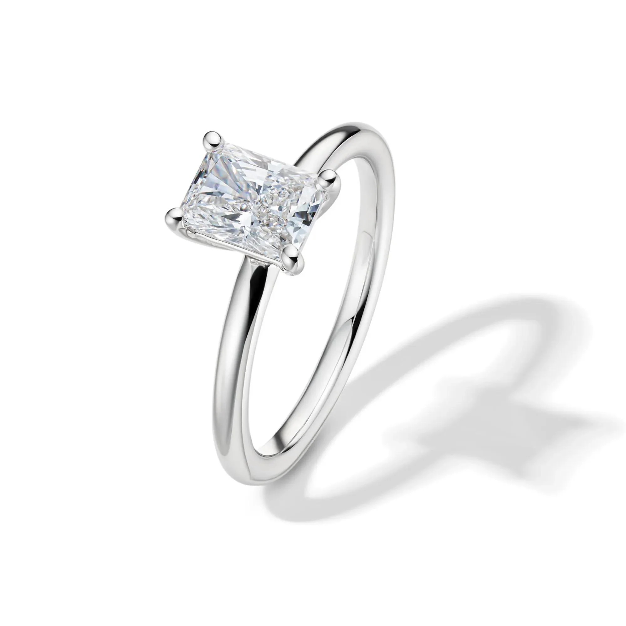 Lab Grown Diamond Radiant-Cut Solitaire Ring 14K White Gold (1 CT.) Size 5 2mm - Image 4