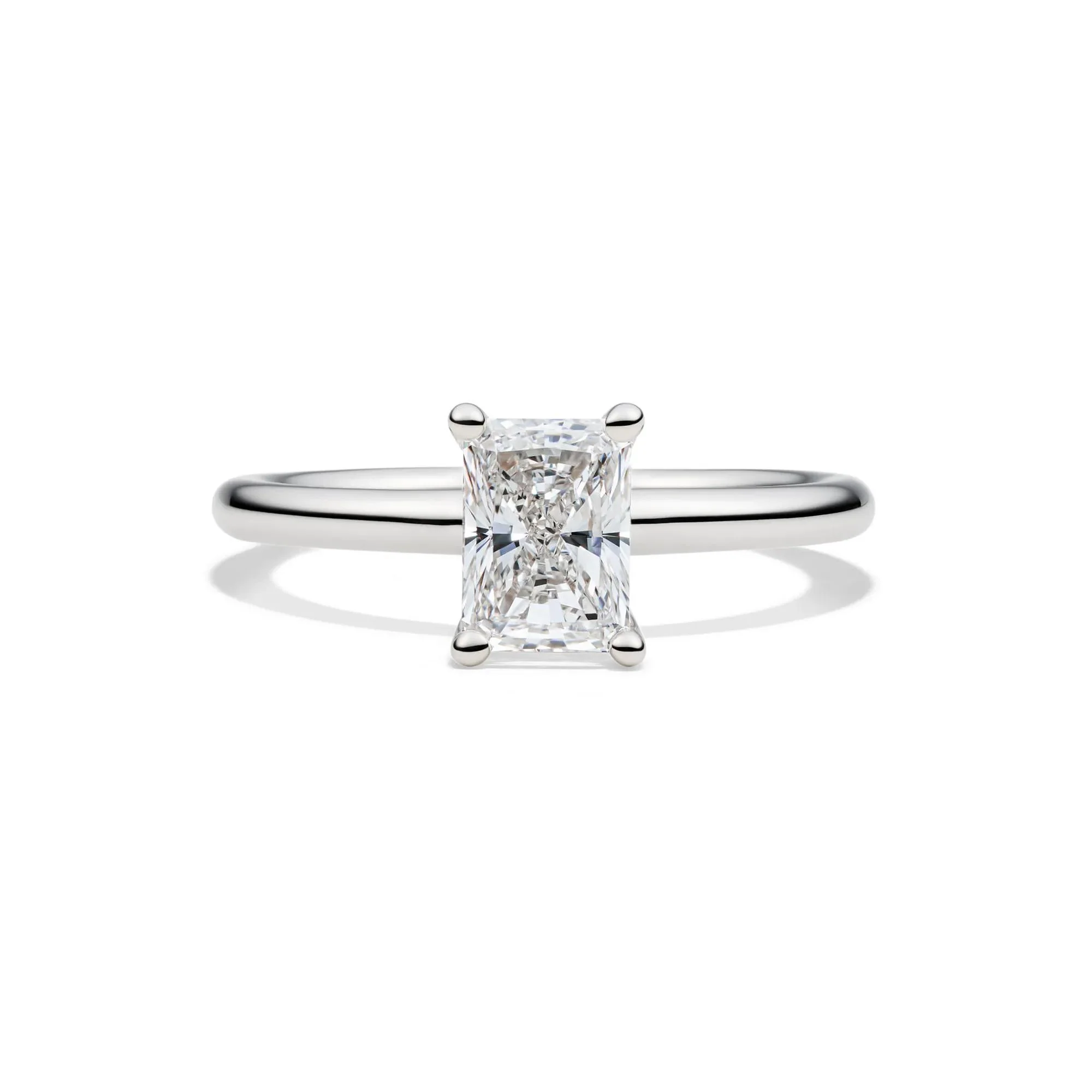 Lab Grown Diamond Radiant-Cut Solitaire Ring 14K White Gold (1 CT.) Size 9.5 2mm