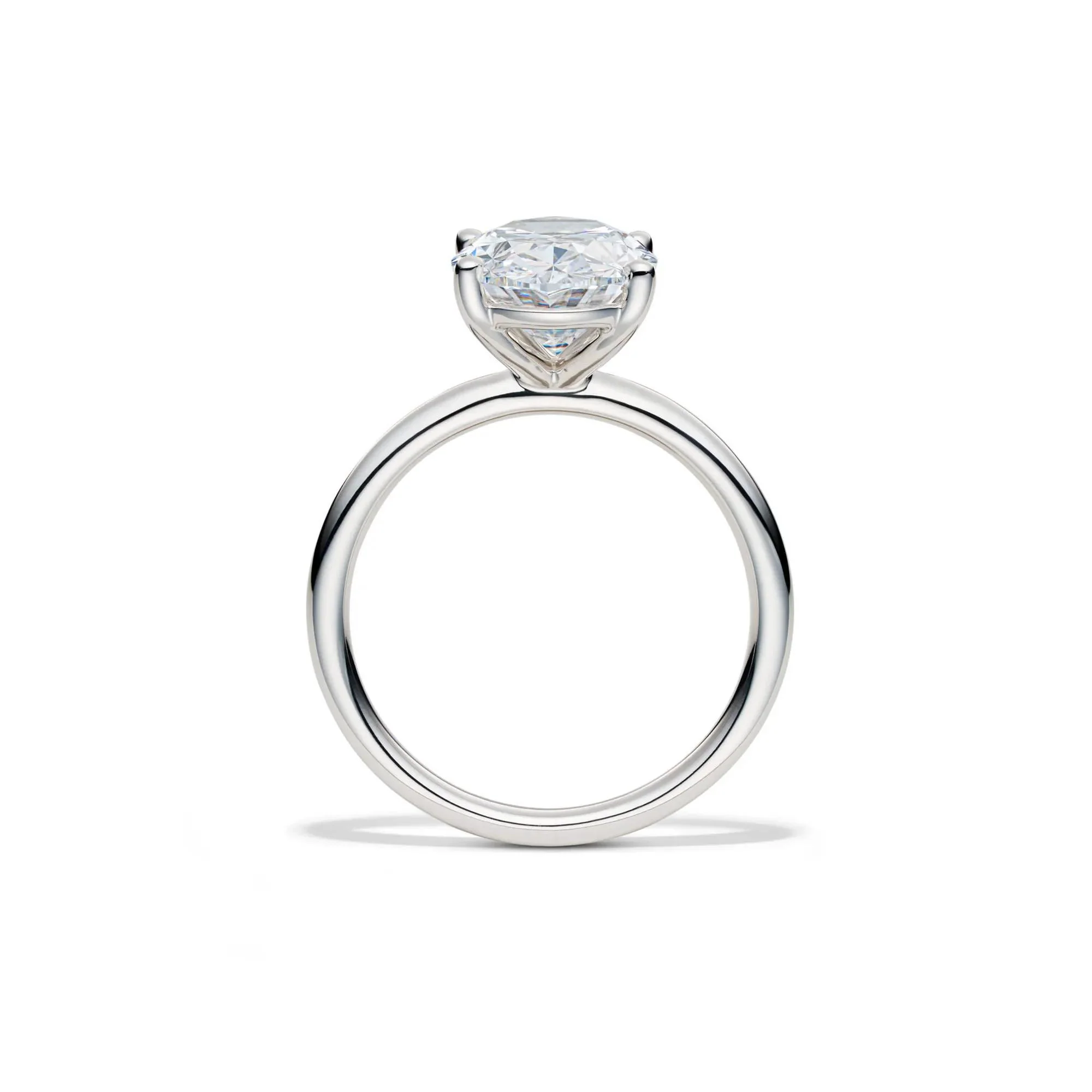 Lab Grown Diamond Oval Solitaire Engagement Ring 14K White Gold (4 CT.) Size 8 2mm - Image 2