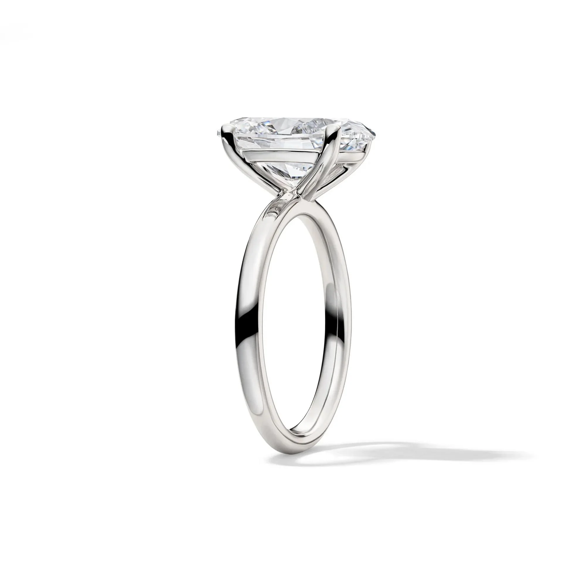 Lab Grown Diamond Oval Solitaire Engagement Ring 14K White Gold (4 CT.) Size 9 2mm - Image 3