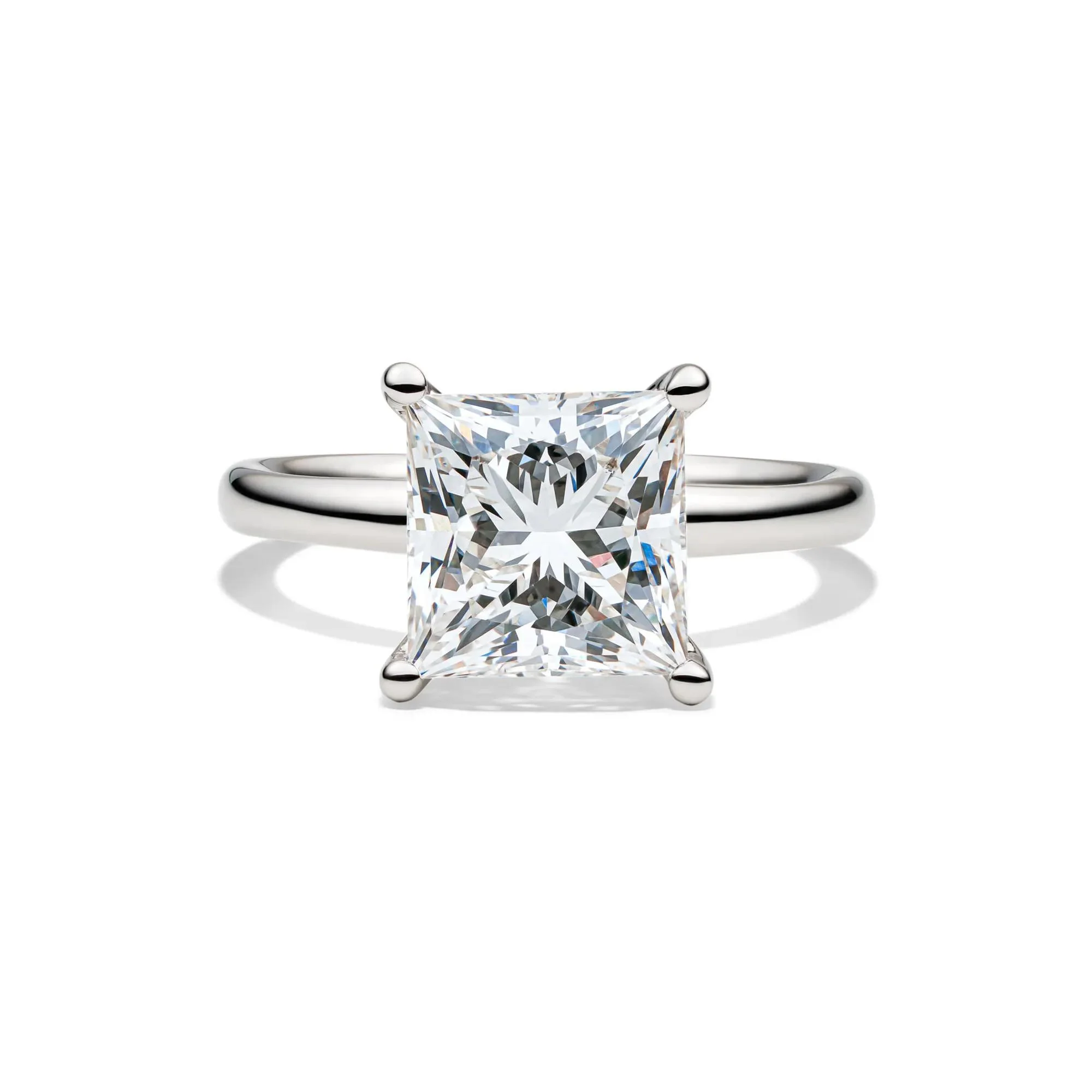 Lab Grown Diamond Princess-Cut Solitaire Engagement Ring 14K White Gold (4 CT.) Size 7 2mm