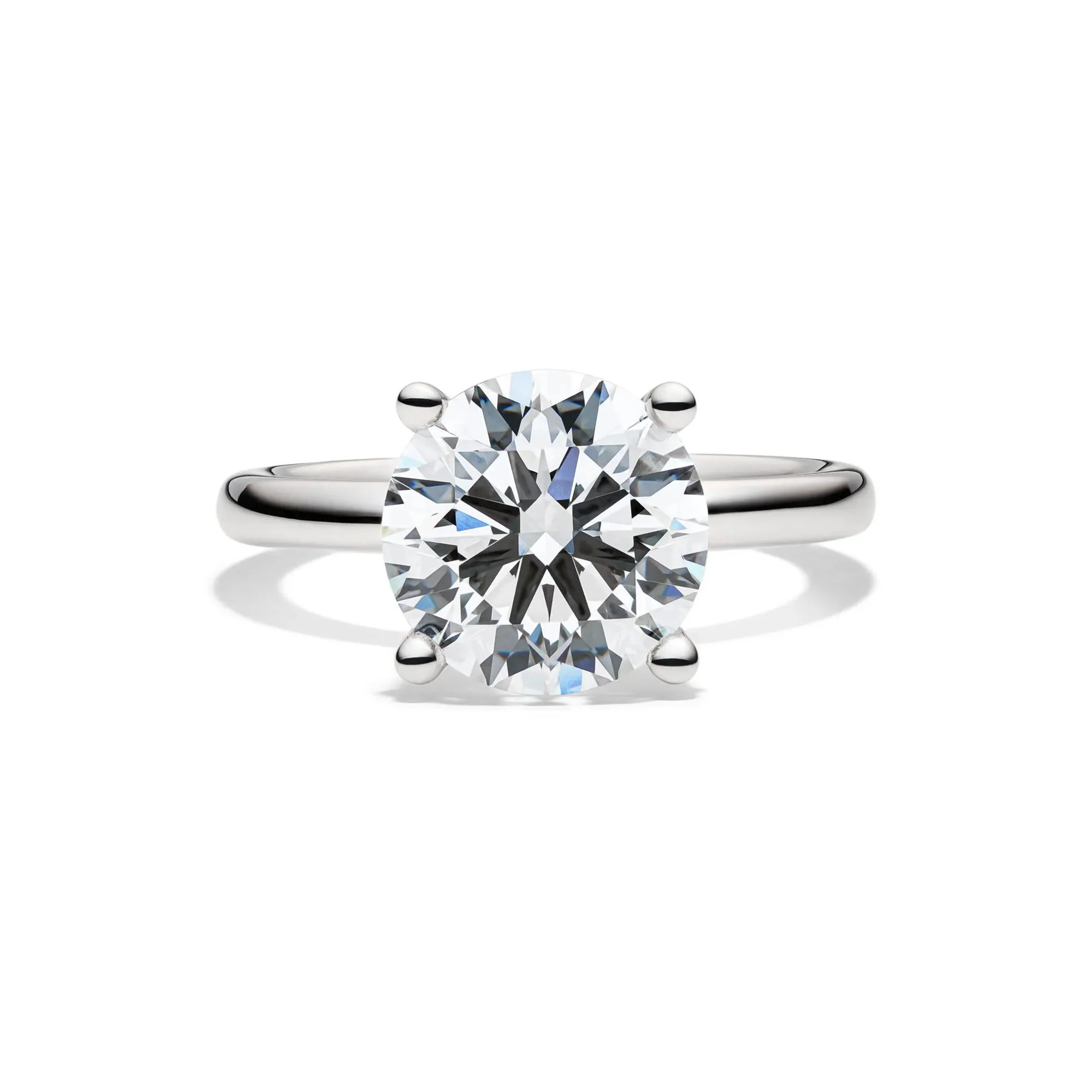 Lab Grown Diamond Round Solitaire Engagement Ring 14K White Gold (4 CT.) Size 5 2mm