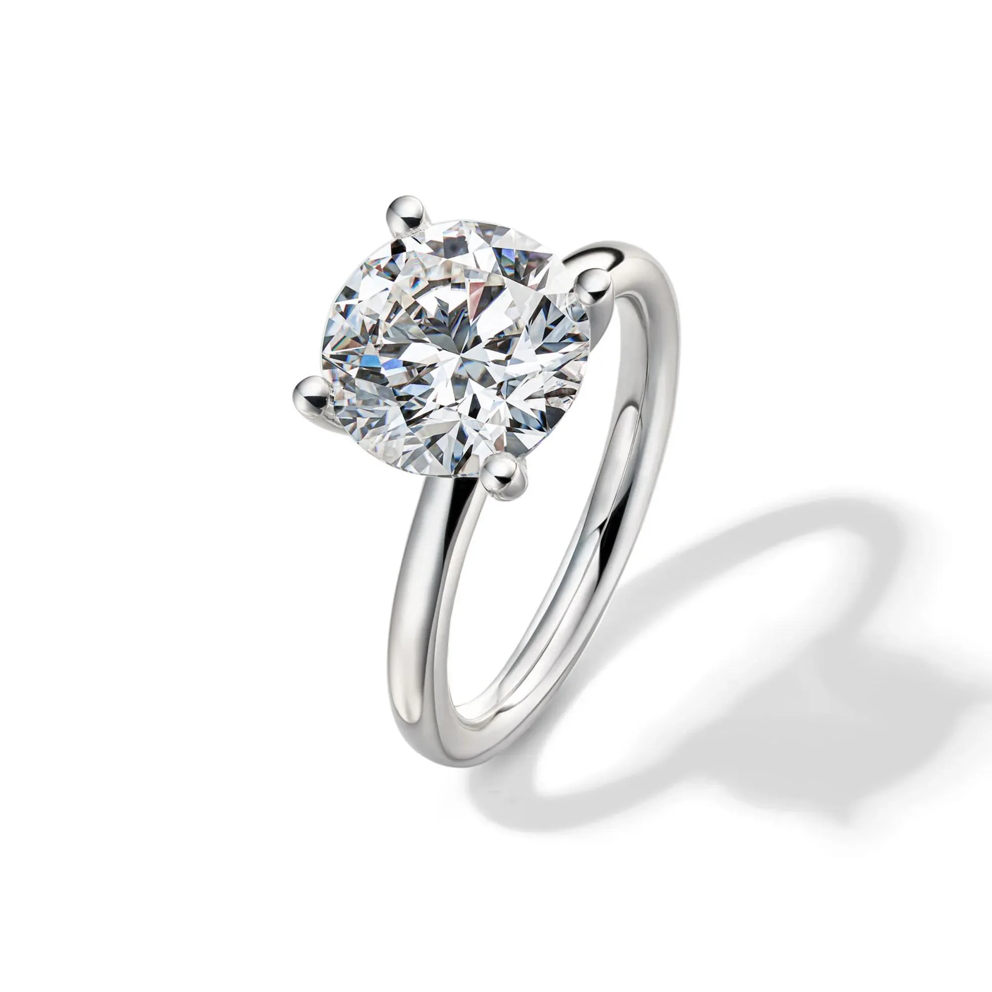 Lab Grown Diamond Round Solitaire Engagement Ring 14K White Gold (4 CT.) Size 9 2mm - Image 4