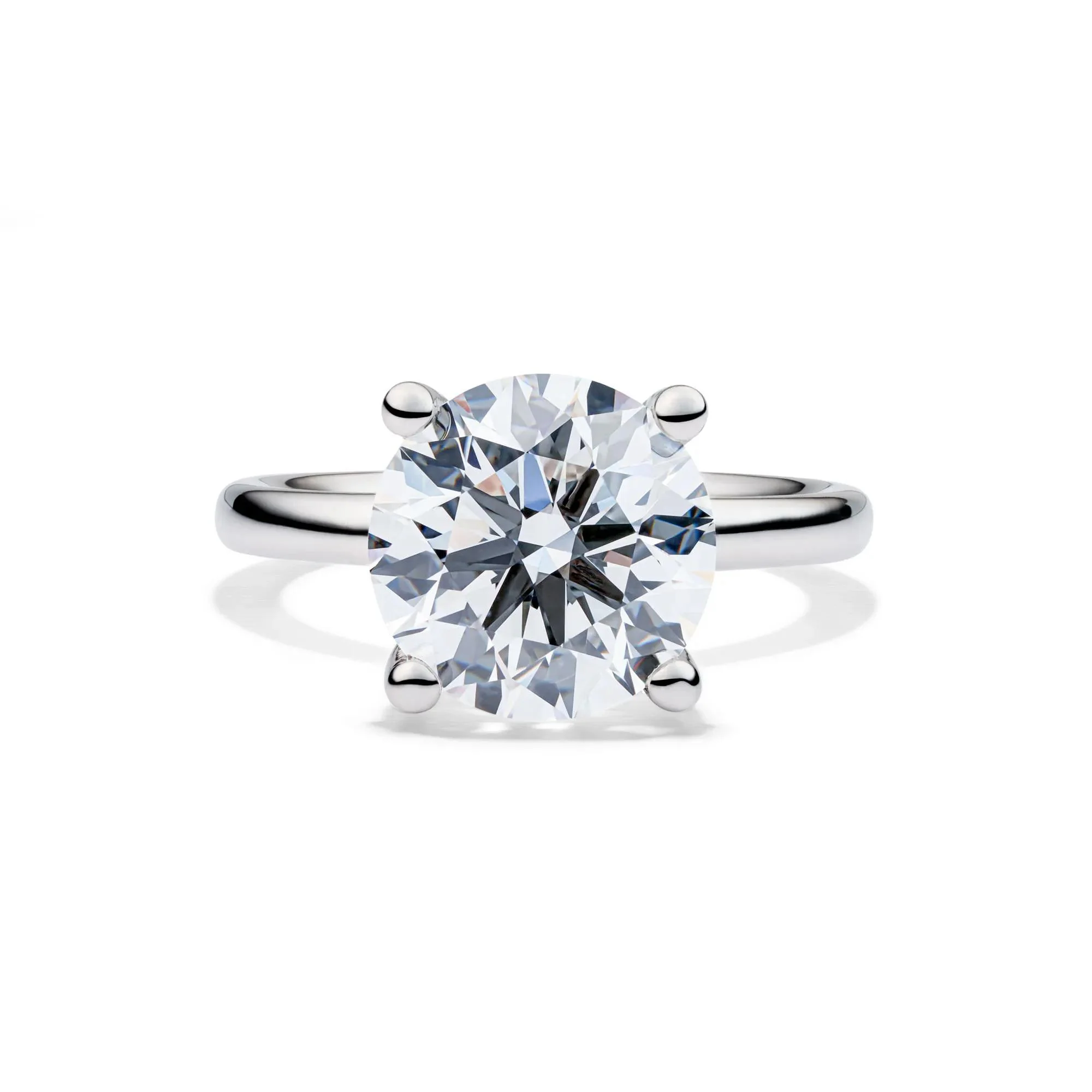 Lab Grown Diamond Round Solitaire Engagement Ring 14K White Gold (5 CT.) Size 8.5 2mm