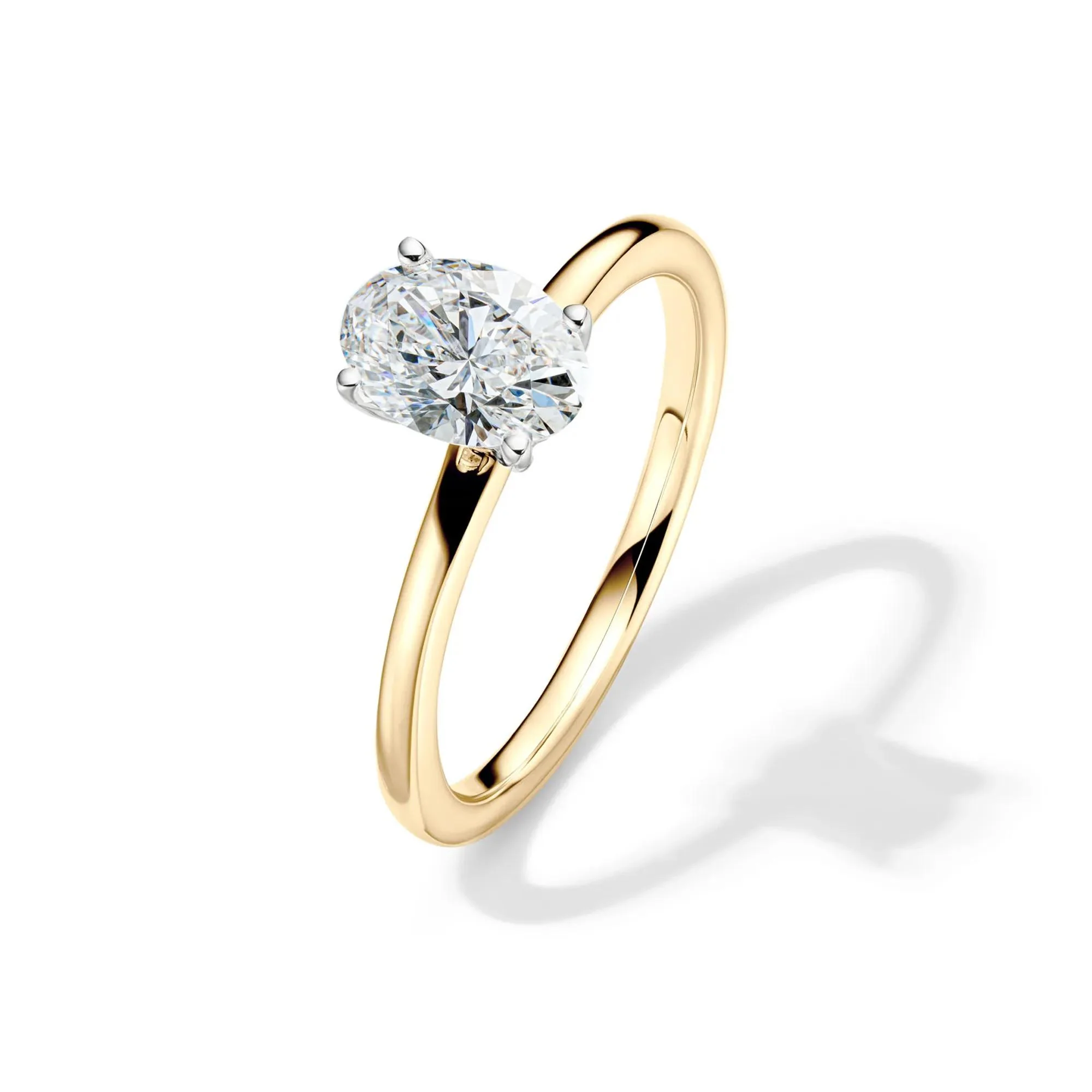Lab Grown Diamond Solitaire Oval Engagement Ring 14K Yellow Gold (1 CT.) Size 5 2mm - Image 4