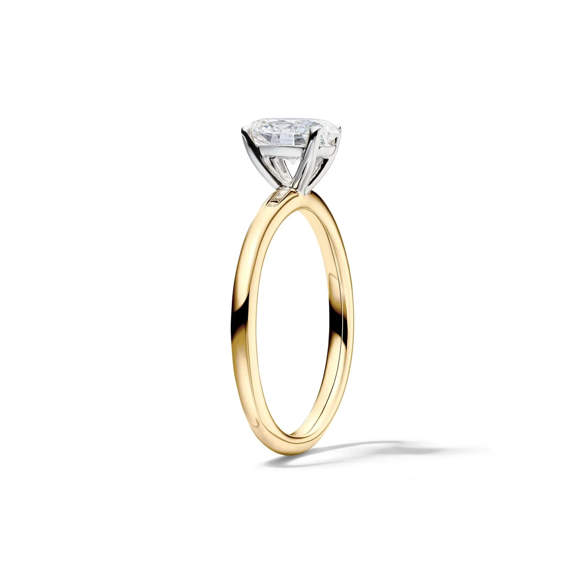 Lab Grown Diamond Solitaire Oval Engagement Ring 14K Yellow Gold (1 CT.) Size 6 2mm - Image 3