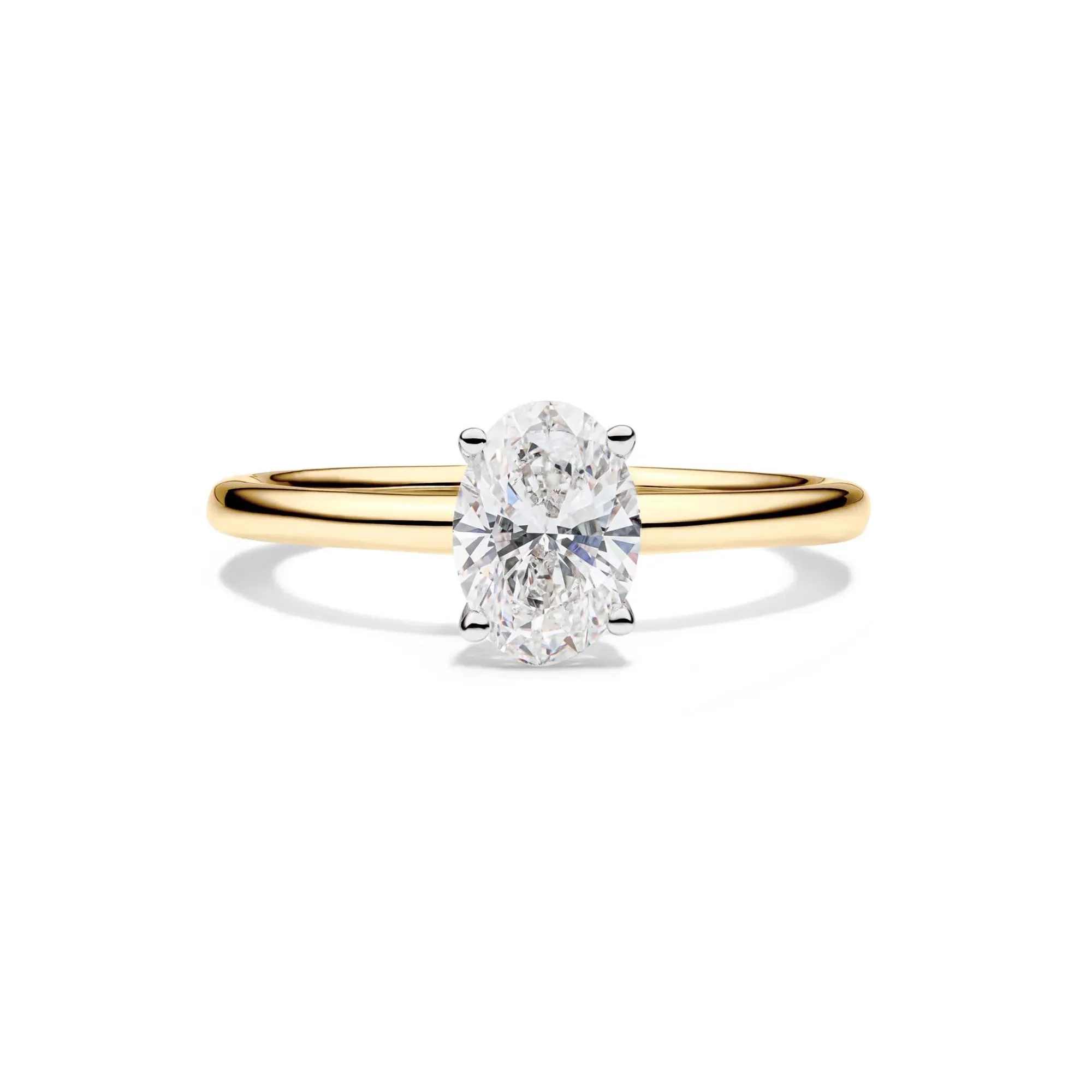 Lab Grown Diamond Solitaire Oval Engagement Ring 14K Yellow Gold (1 CT.) Size 6.5 2mm