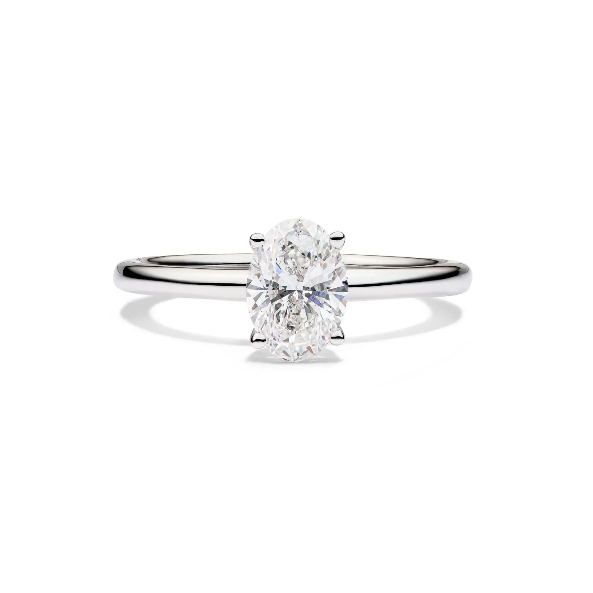 Lab Grown Diamond Solitaire Oval Engagement Ring 14K White Gold (1 CT.) Size 9 2mm