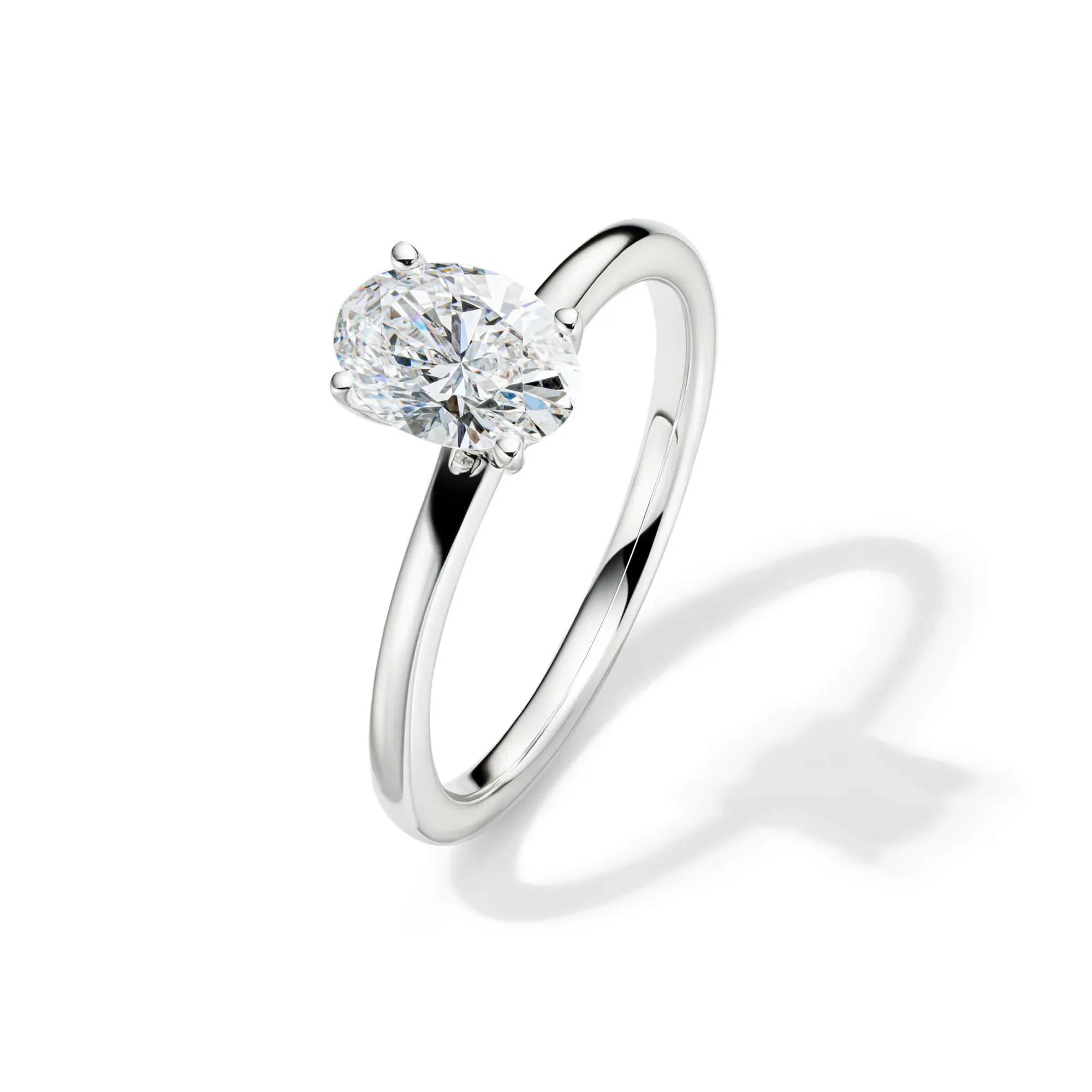 Lab Grown Diamond Solitaire Oval Engagement Ring 14K White Gold (1 CT.) Size 9.5 2mm - Image 4
