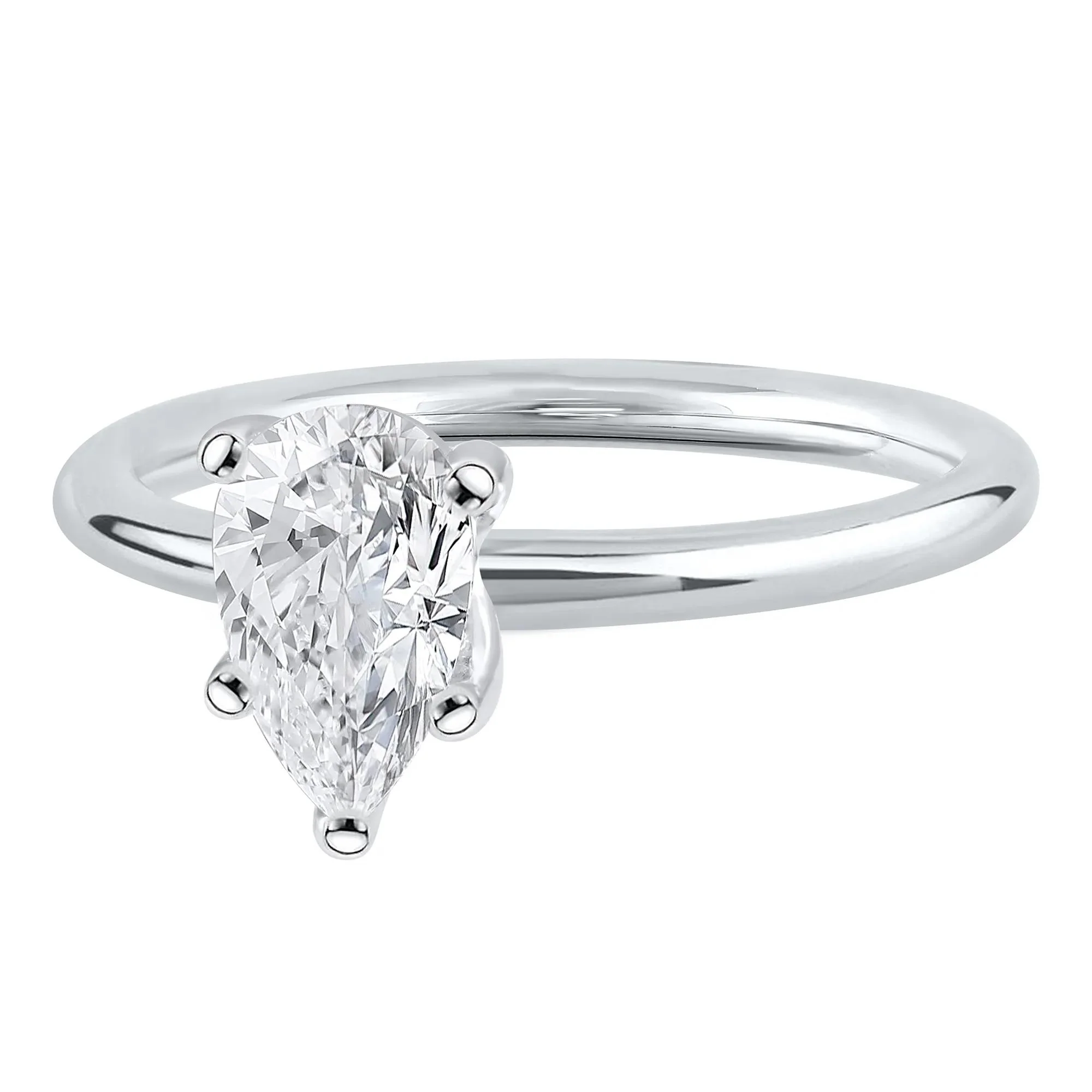 Lab Grown Diamond Pear-Shaped Solitaire Engagement Ring 14K White Gold (1 CT.) Size 7 2mm - Image 3