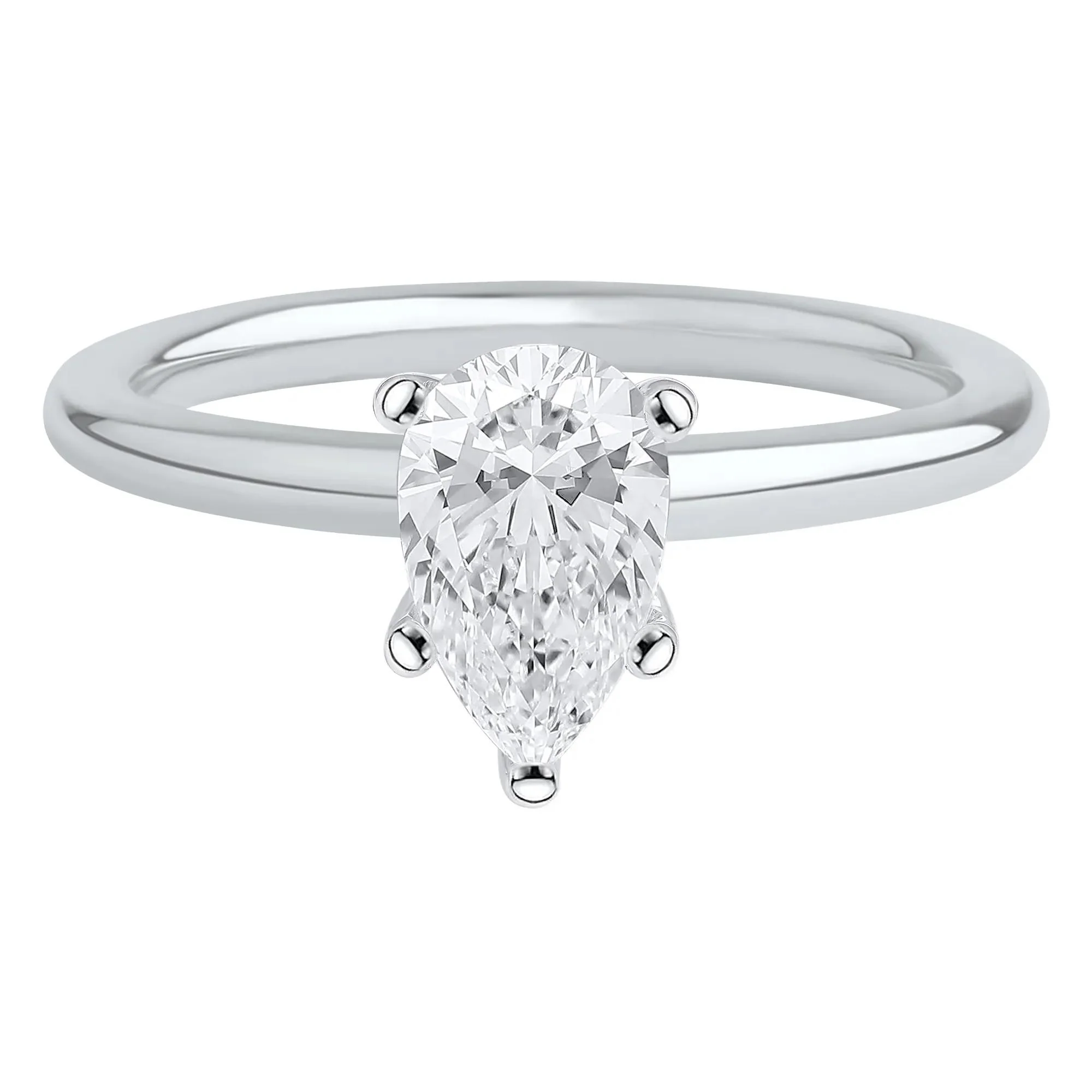 Lab Grown Diamond Pear-Shaped Solitaire Engagement Ring 14K White Gold (1 CT.) Size 8 2mm