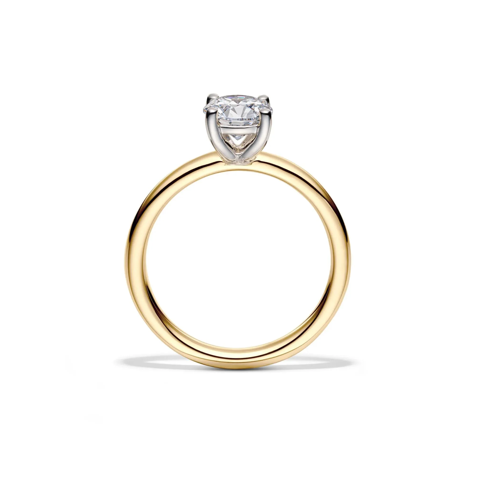 Lab Grown Diamond Solitaire Round Engagement Ring 14K Yellow Gold (1 CT.) Round Brilliant Cut Size 8 2mm