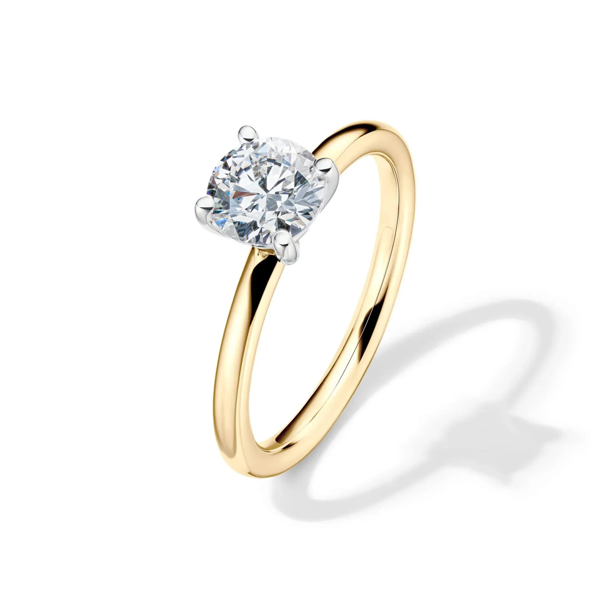 Lab Grown Diamond Solitaire Round Engagement Ring 14K Yellow Gold (1 CT.) Round Brilliant Cut Size 9 2mm - Image 3