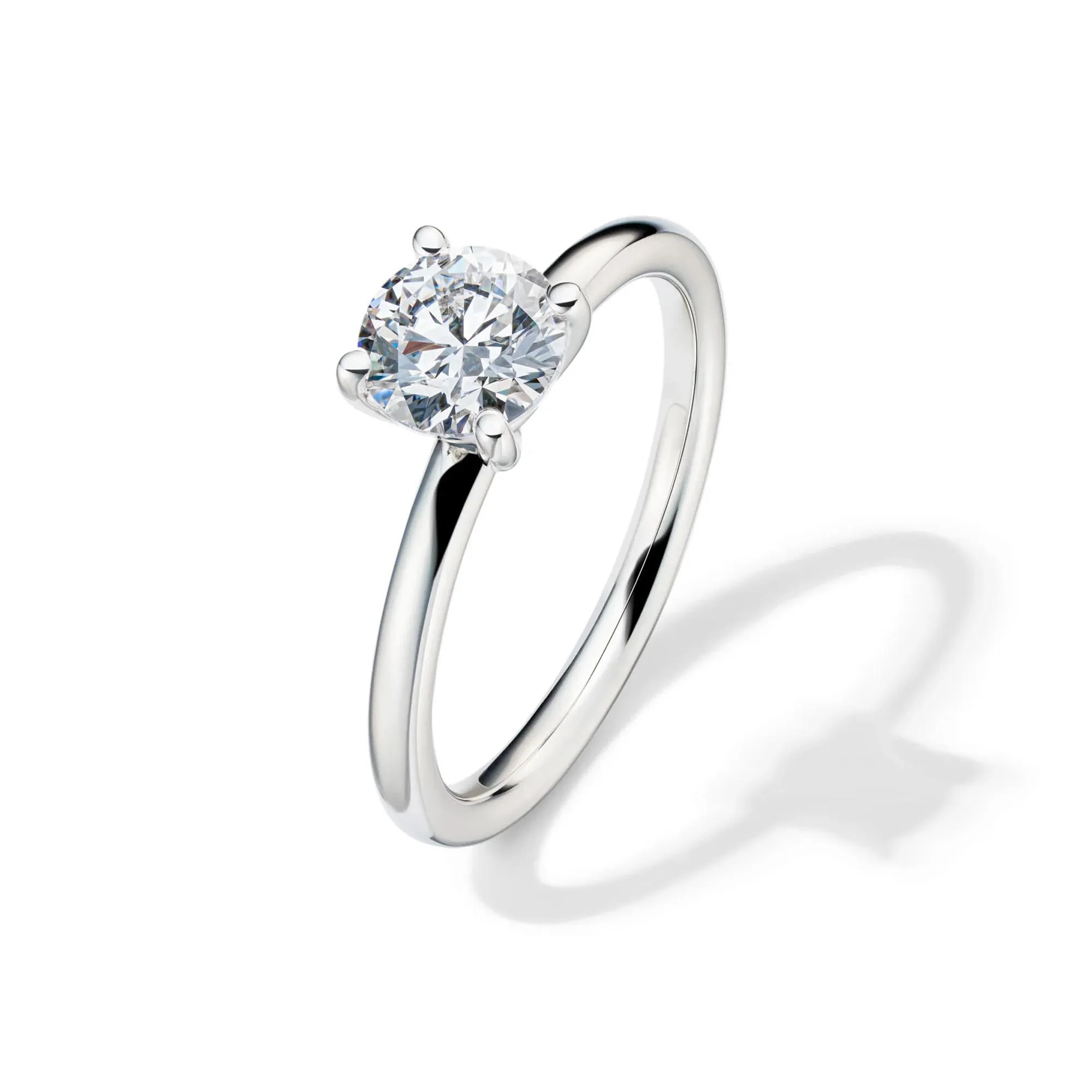 Lab Grown Diamond Solitaire Round Engagement Ring 14K White Gold (1 CT.) Round Brilliant Cut Size 10 2mm - Image 4