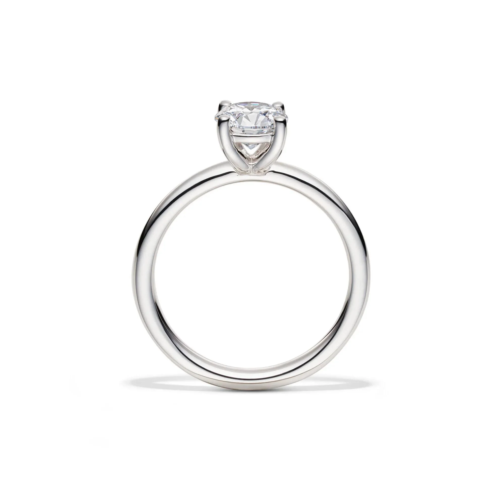 Lab Grown Diamond Solitaire Round Engagement Ring 14K White Gold (1 CT.) Round Brilliant Cut Size 8 2mm - Image 2