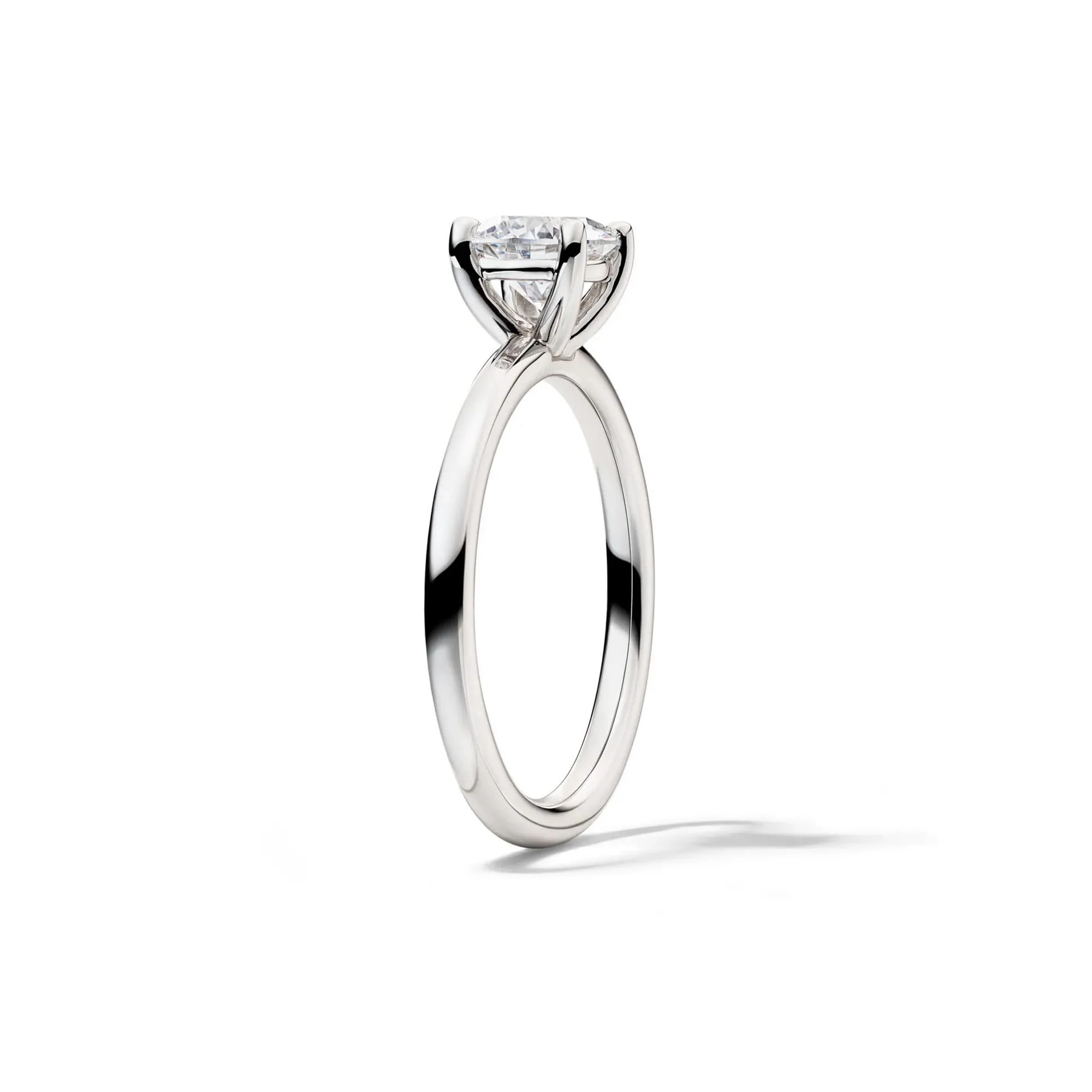 Lab Grown Diamond Solitaire Round Engagement Ring 14K White Gold (1 CT.) Round Brilliant Cut Size 9.5 2mm - Image 3