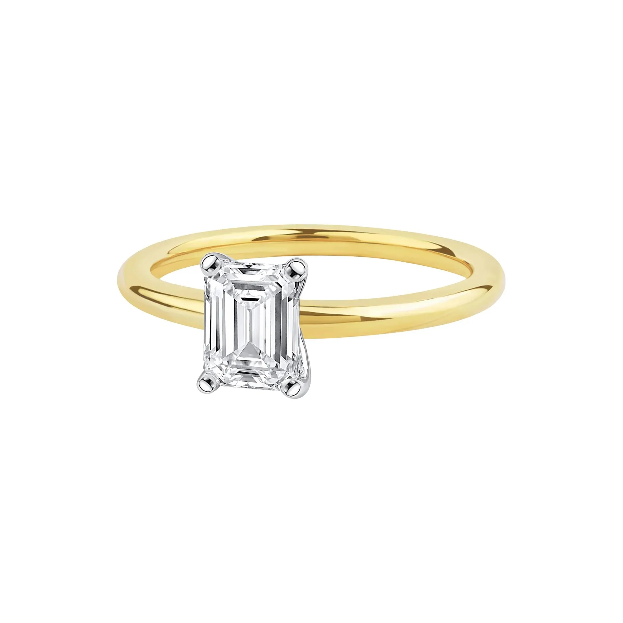 Lab Grown Diamond Emerald-Cut Solitaire Ring 14K Yellow Gold (1 CT.) Size 4.5 2mm - Image 4