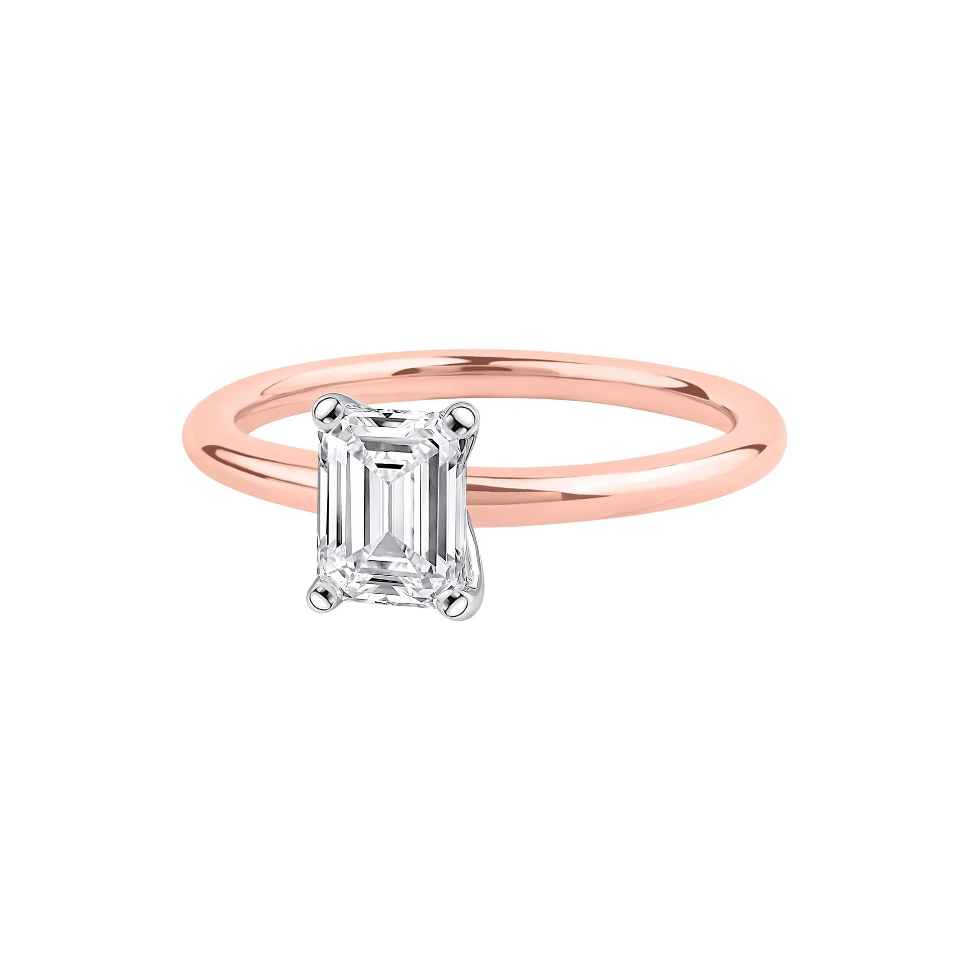 Lab Grown Diamond Emerald-Cut Solitaire Ring 14K Rose Gold (1 CT.) Size 9.5 2mm - Image 4
