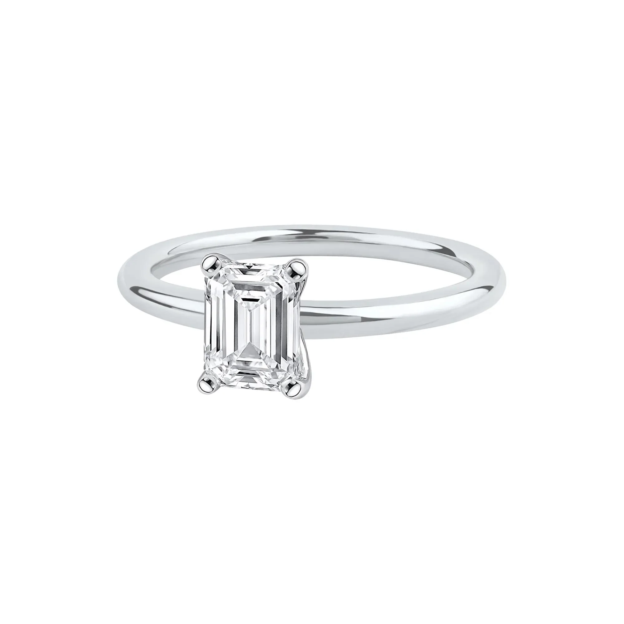 Lab Grown Diamond Emerald-Cut Solitaire Ring Platinum (1 CT.) White Size 8 2mm - Image 4