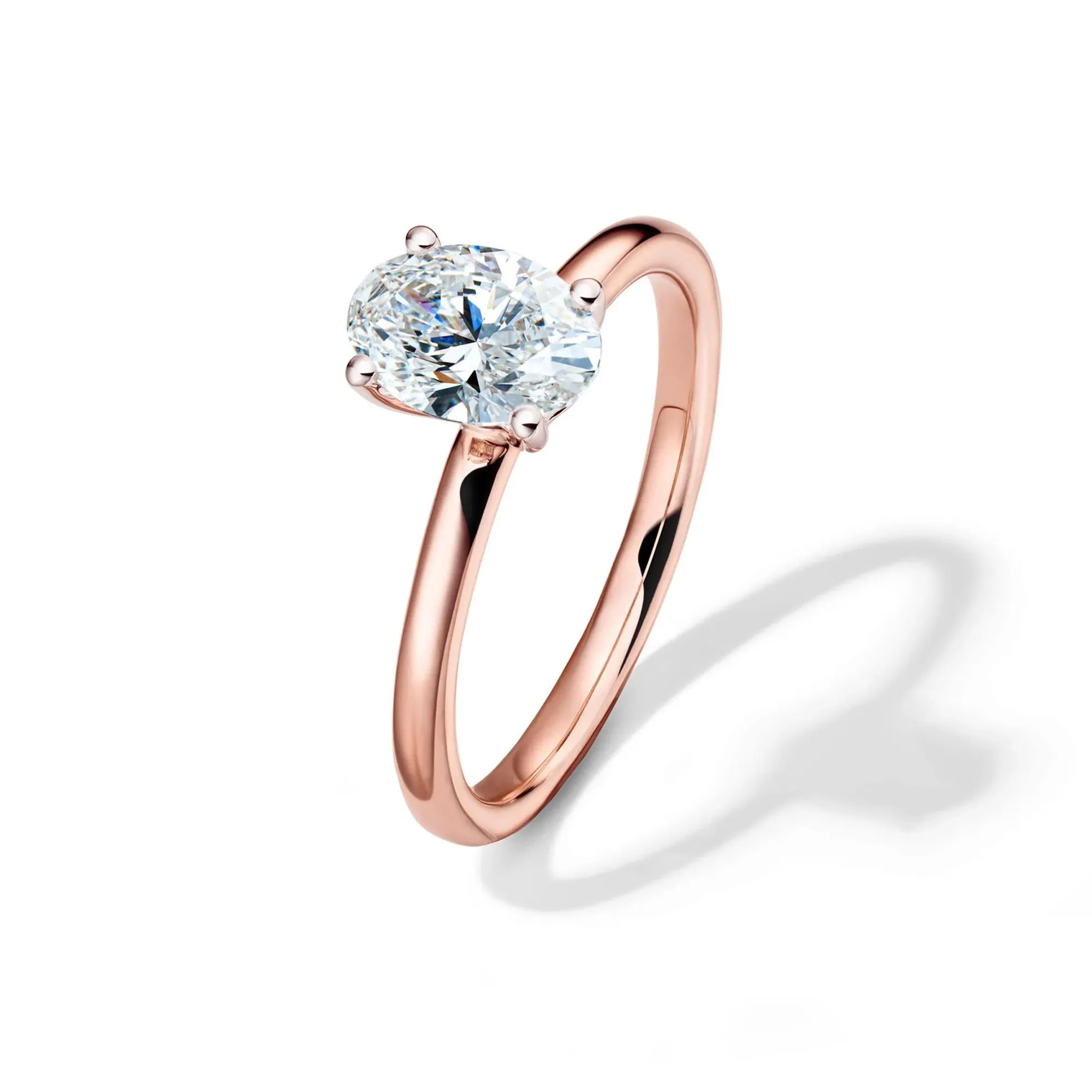 Lab Grown Diamond Solitaire Oval Engagement Ring 14K Rose Gold (1 CT.) Size 4 2mm - Image 4