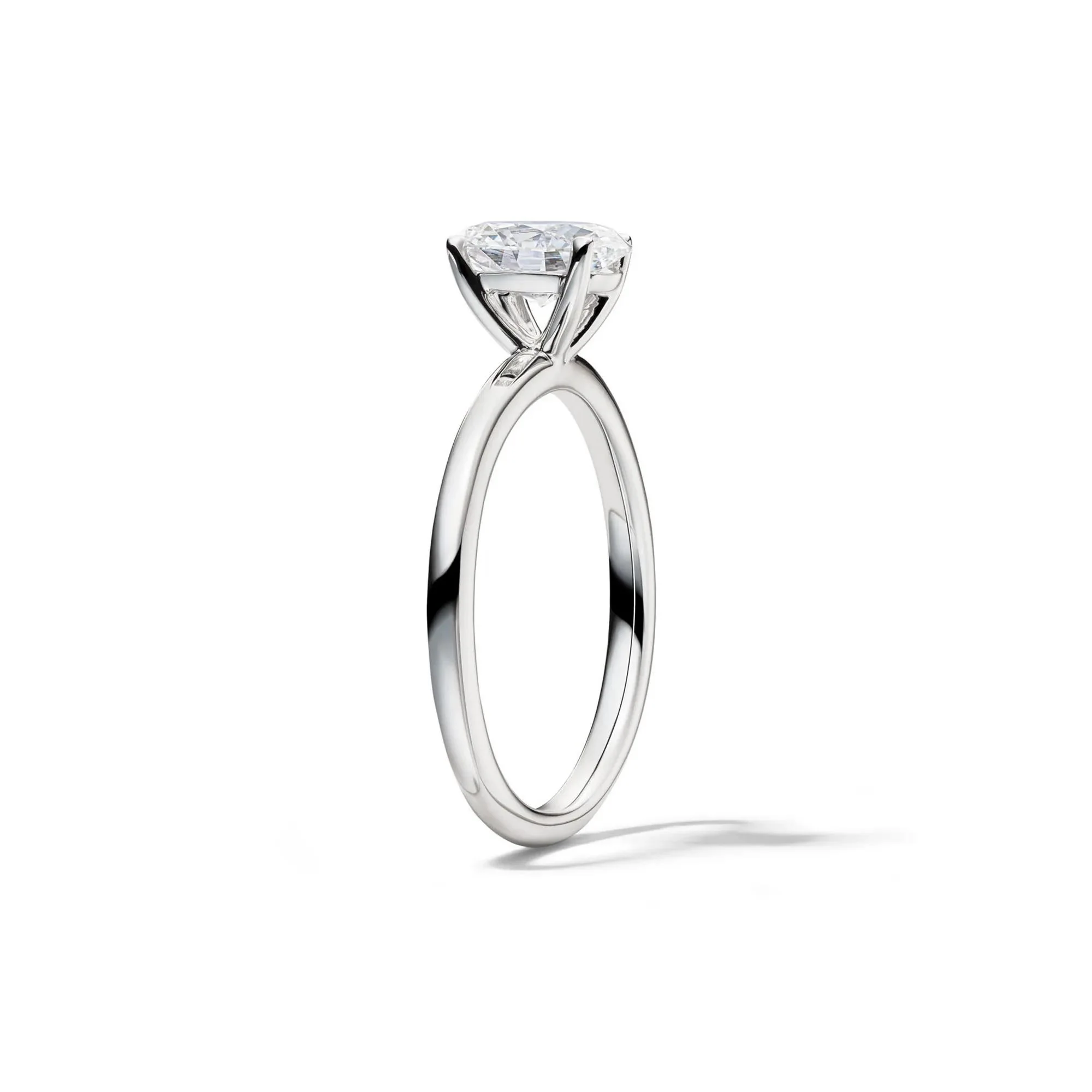 Lab Grown Diamond Oval Solitaire Ring Platinum (1 CT.) White Size 10 2mm - Image 3