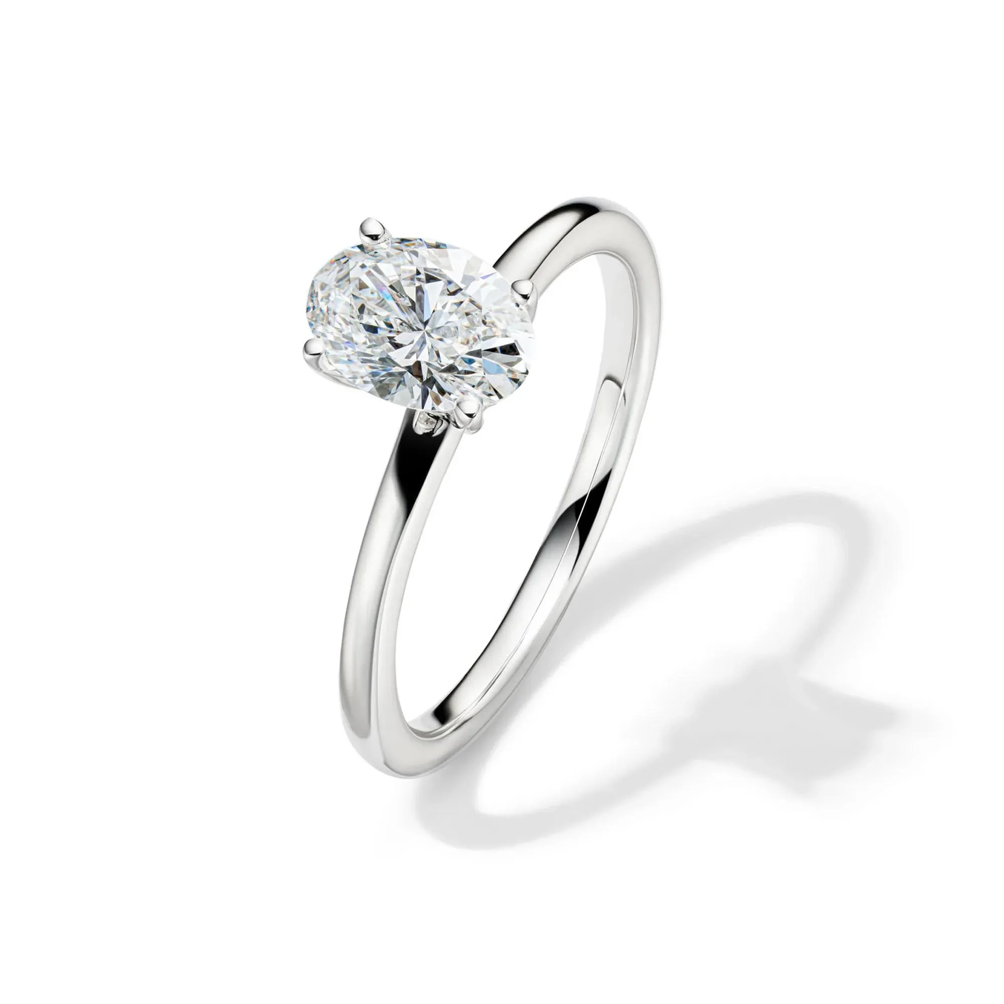 Lab Grown Diamond Oval Solitaire Ring Platinum (1 CT.) White Size 10 2mm - Image 4