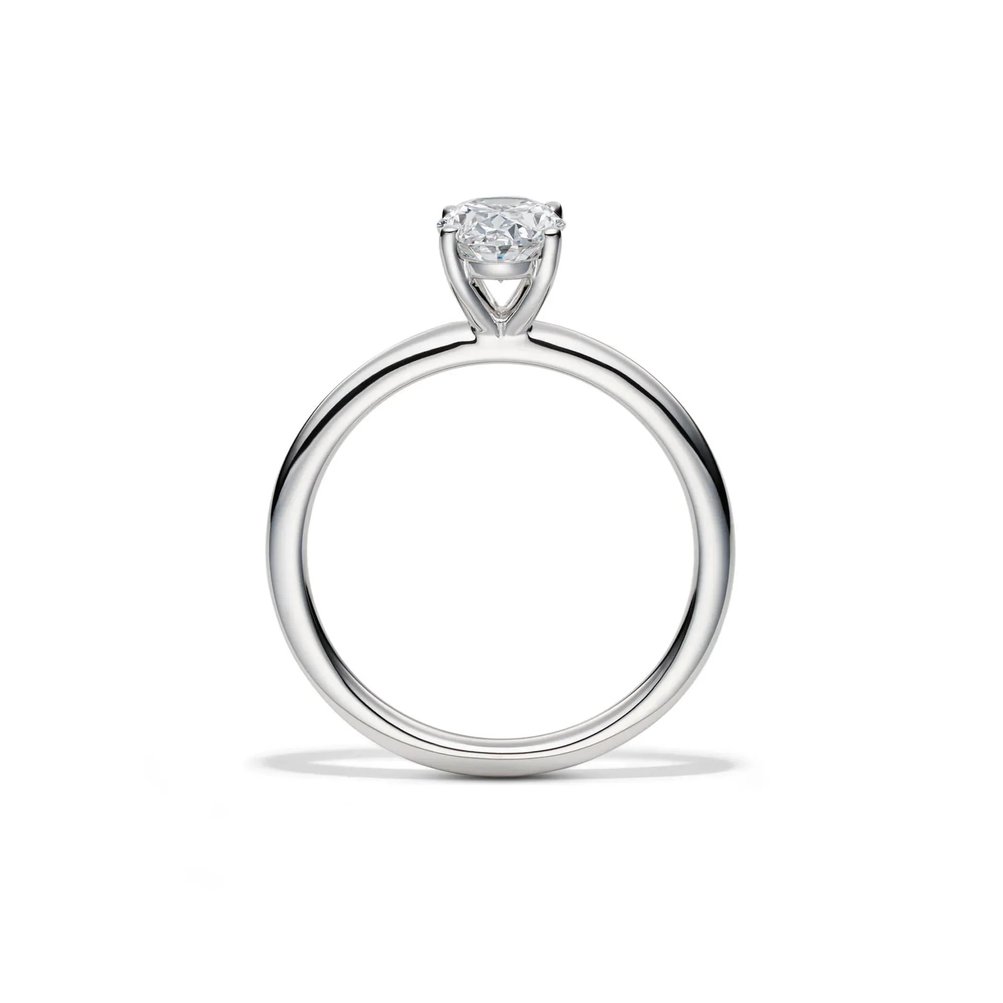 Lab Grown Diamond Oval Solitaire Ring Platinum (1 CT.) White Size 6 2mm - Image 2