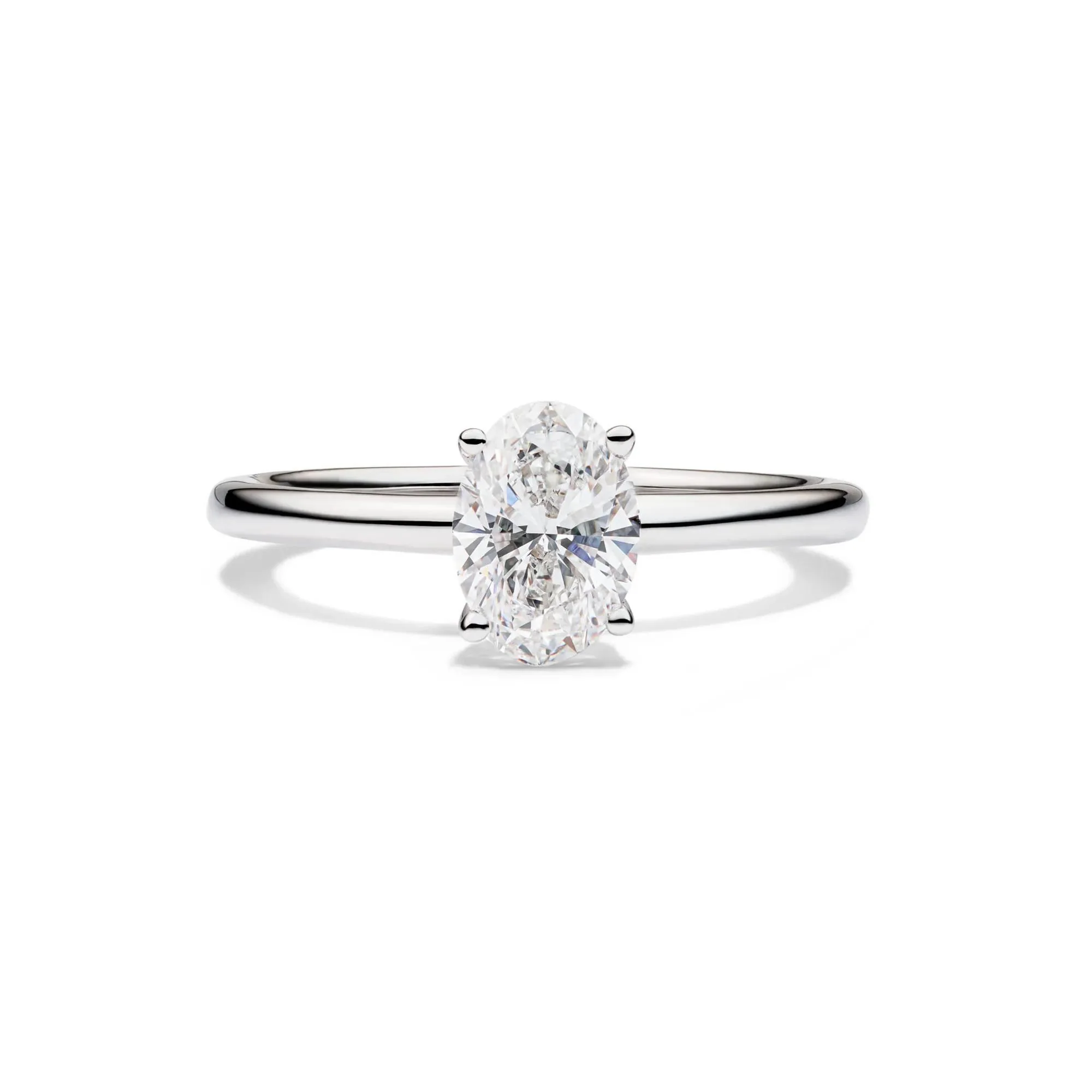 Lab Grown Diamond Oval Solitaire Ring Platinum (1 CT.) White Size 6.5 2mm