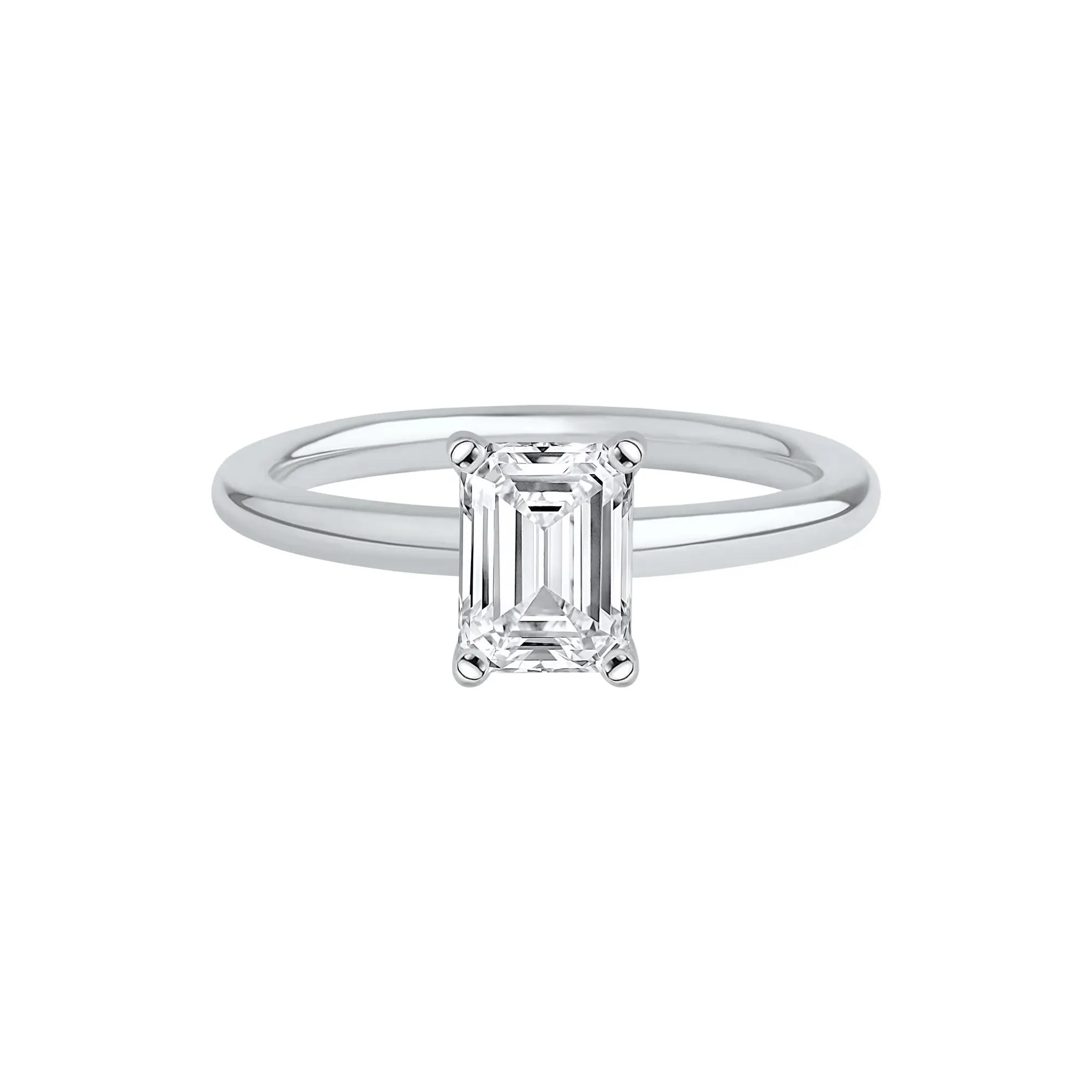 Lab Grown Diamond Emerald-Cut Solitaire Ring 14K White Gold (1 CT.) Size 6 2mm