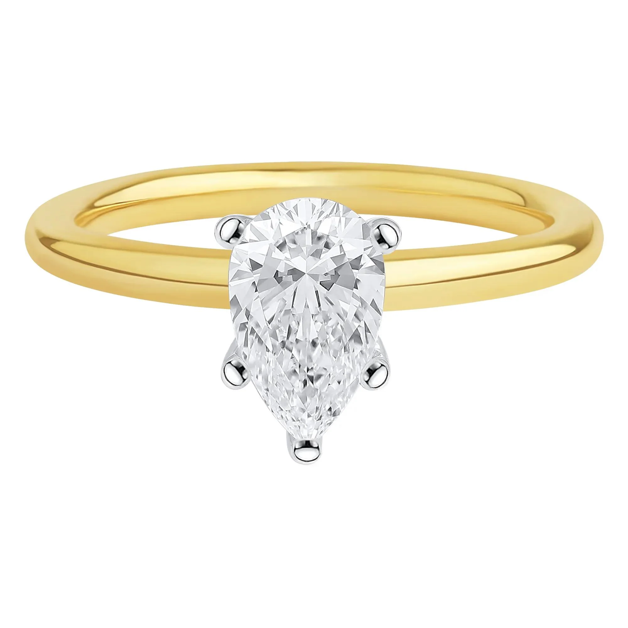Lab Grown Diamond Pear-Shaped Solitaire Engagement Ring 14K Yellow Gold (1 CT.) Size 6.5 2mm