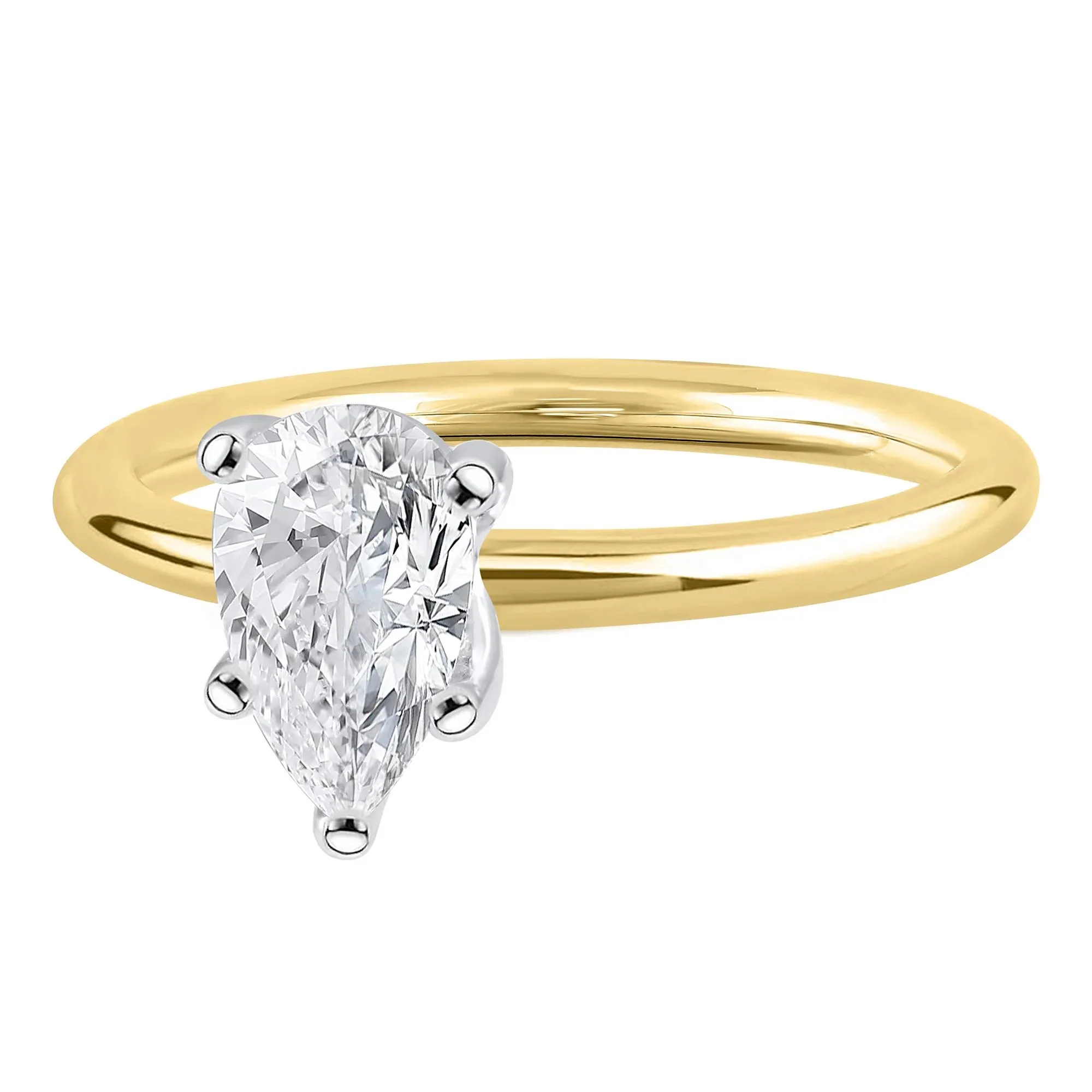 Lab Grown Diamond Pear-Shaped Solitaire Engagement Ring 14K Yellow Gold (1 CT.) Size 9.5 2mm - Image 4
