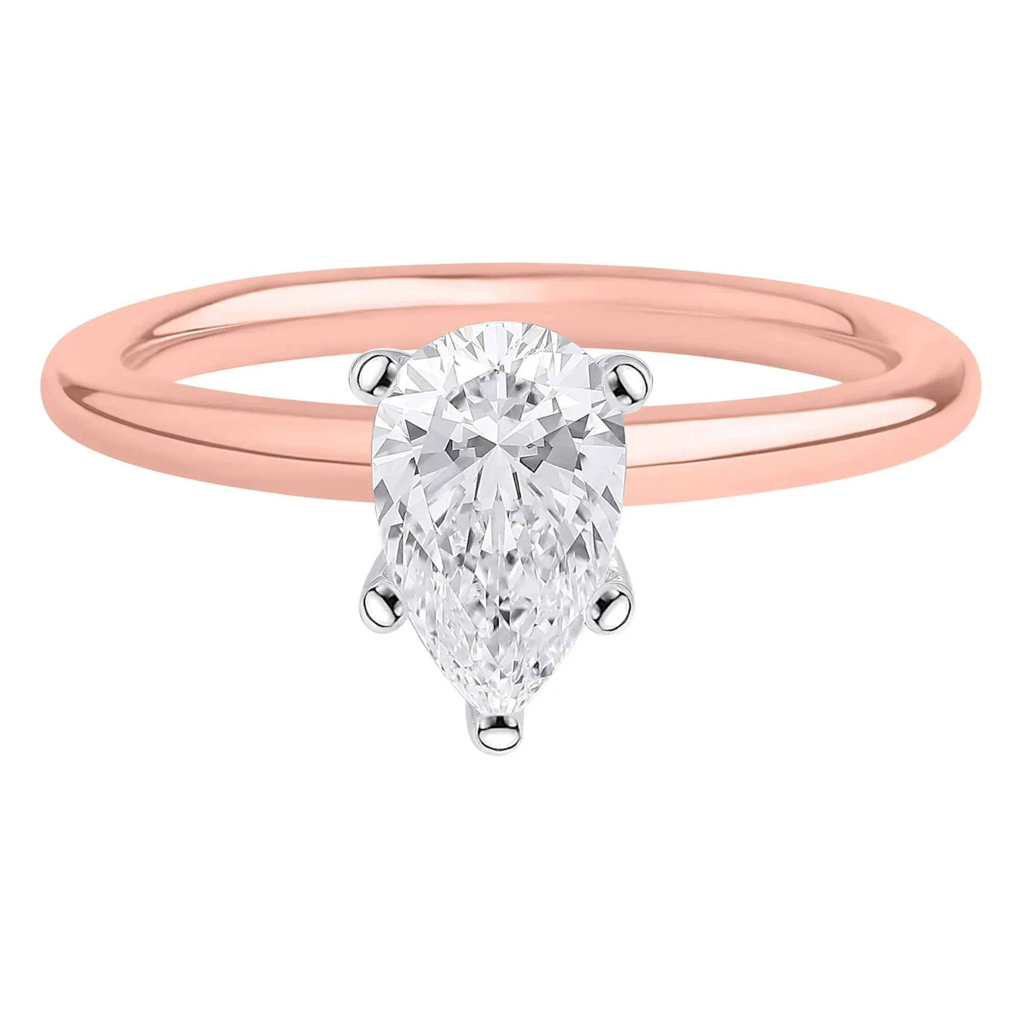 Lab Grown Diamond Pear-Shaped Solitaire Engagement Ring 14K Rose Gold (1 CT.) Size 9 2mm