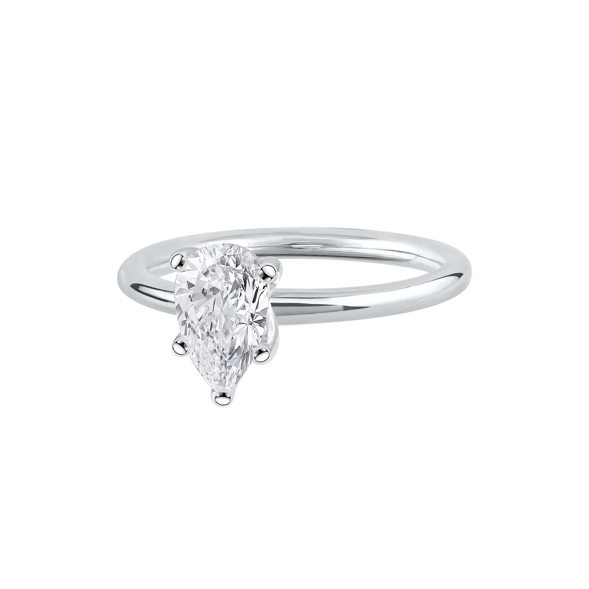 1 CT. Tw. Pear-Shaped Lab Grown Diamond Solitaire Ring Platinum White Size 4.5 2mm - Image 4