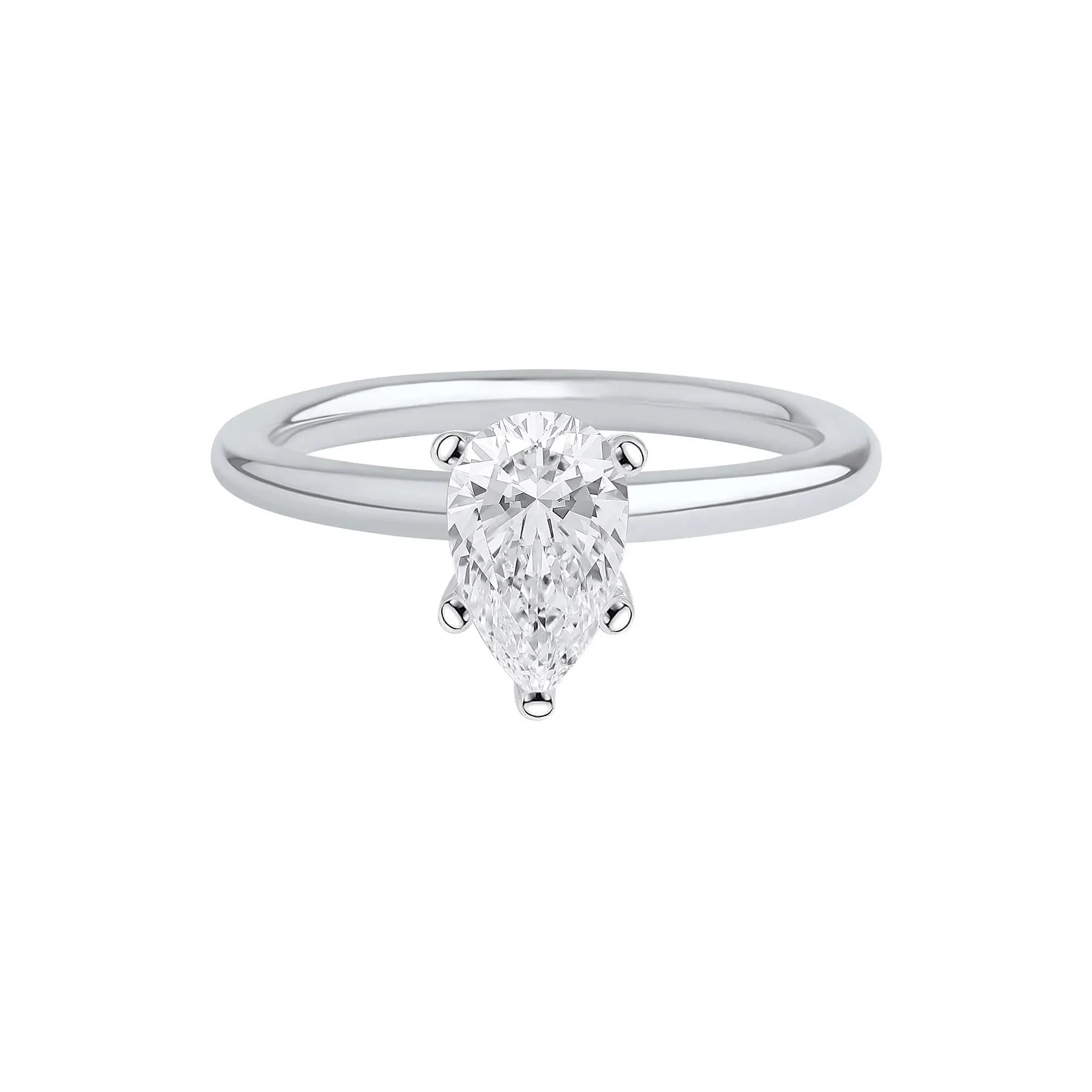 1 CT. Tw. Pear-Shaped Lab Grown Diamond Solitaire Ring Platinum White Size 8.5 2mm