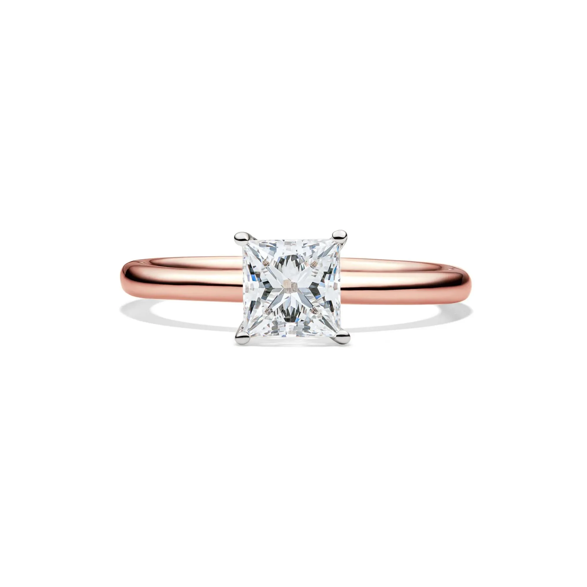 Lab Grown Diamond Princess-Cut Solitaire Engagement Ring 14K Rose Gold (1 CT.) Size 7 2mm