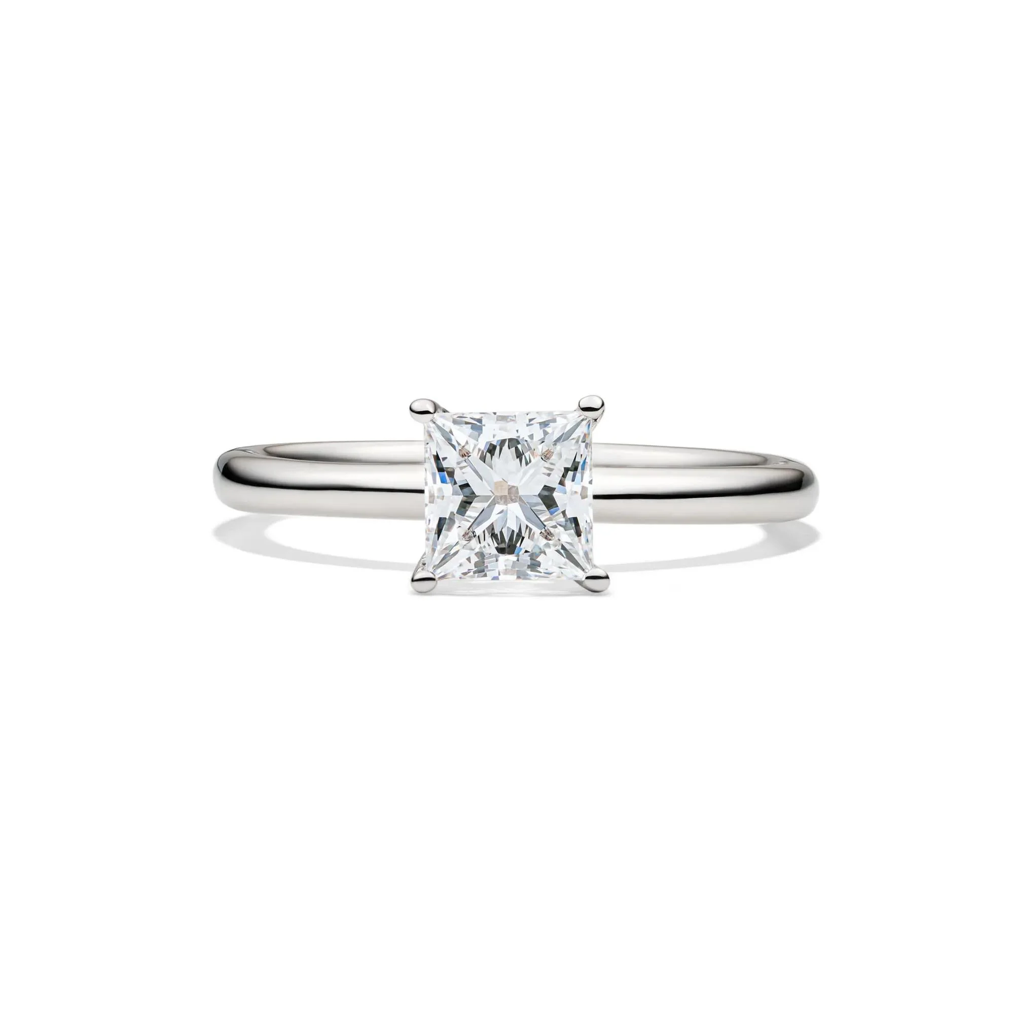 Lab Grown Diamond Princess-Cut Solitaire Engagement Ring Platinum (1 CT.) White Size 7.5 2mm