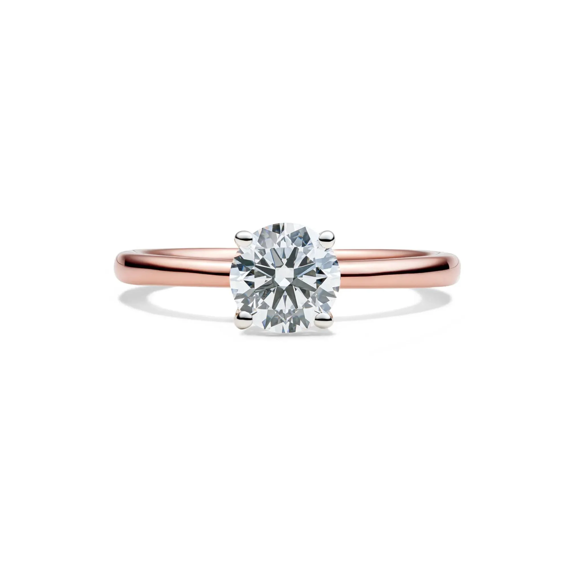 Lab Grown Diamond Solitaire Round Engagement Ring 14K Rose Gold (1 CT.) Round Brilliant Cut Size 9 2mm