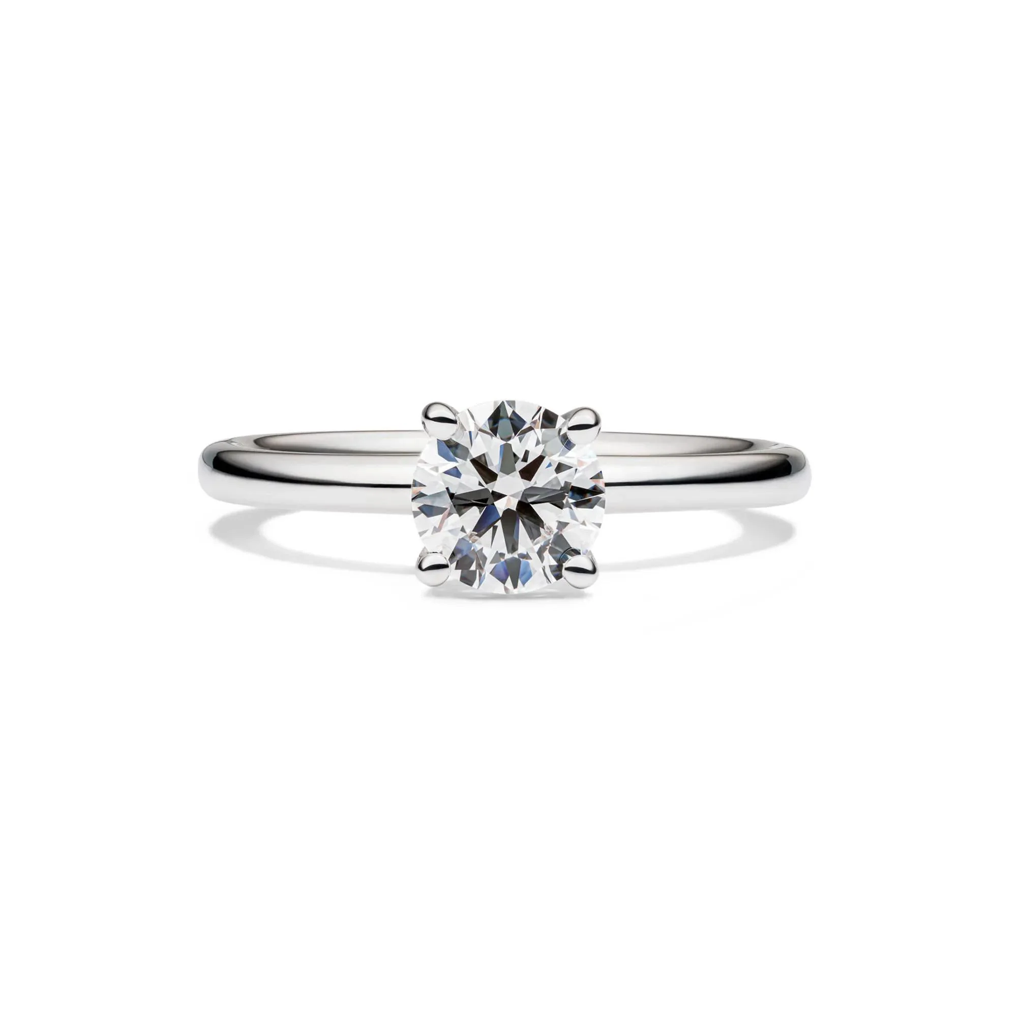 Lab Grown Diamond Solitaire Round Engagement Ring Platinum (1 CT.) Round Brilliant Cut White Size 4 2mm