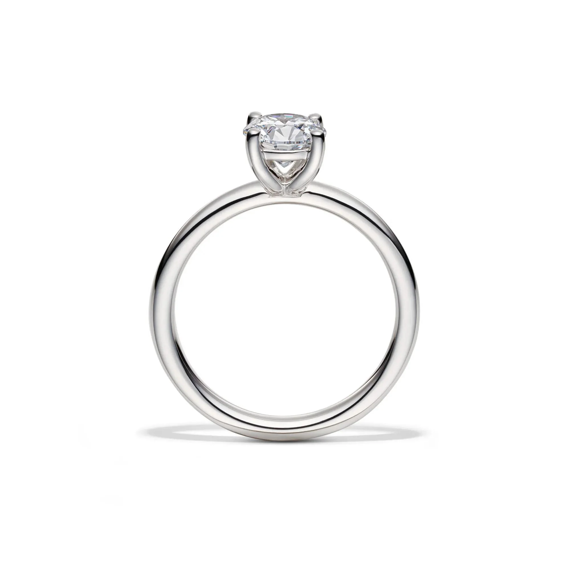 Lab Grown Diamond Solitaire Round Engagement Ring Platinum (1 CT.) Round Brilliant Cut White Size 4 2mm - Image 2