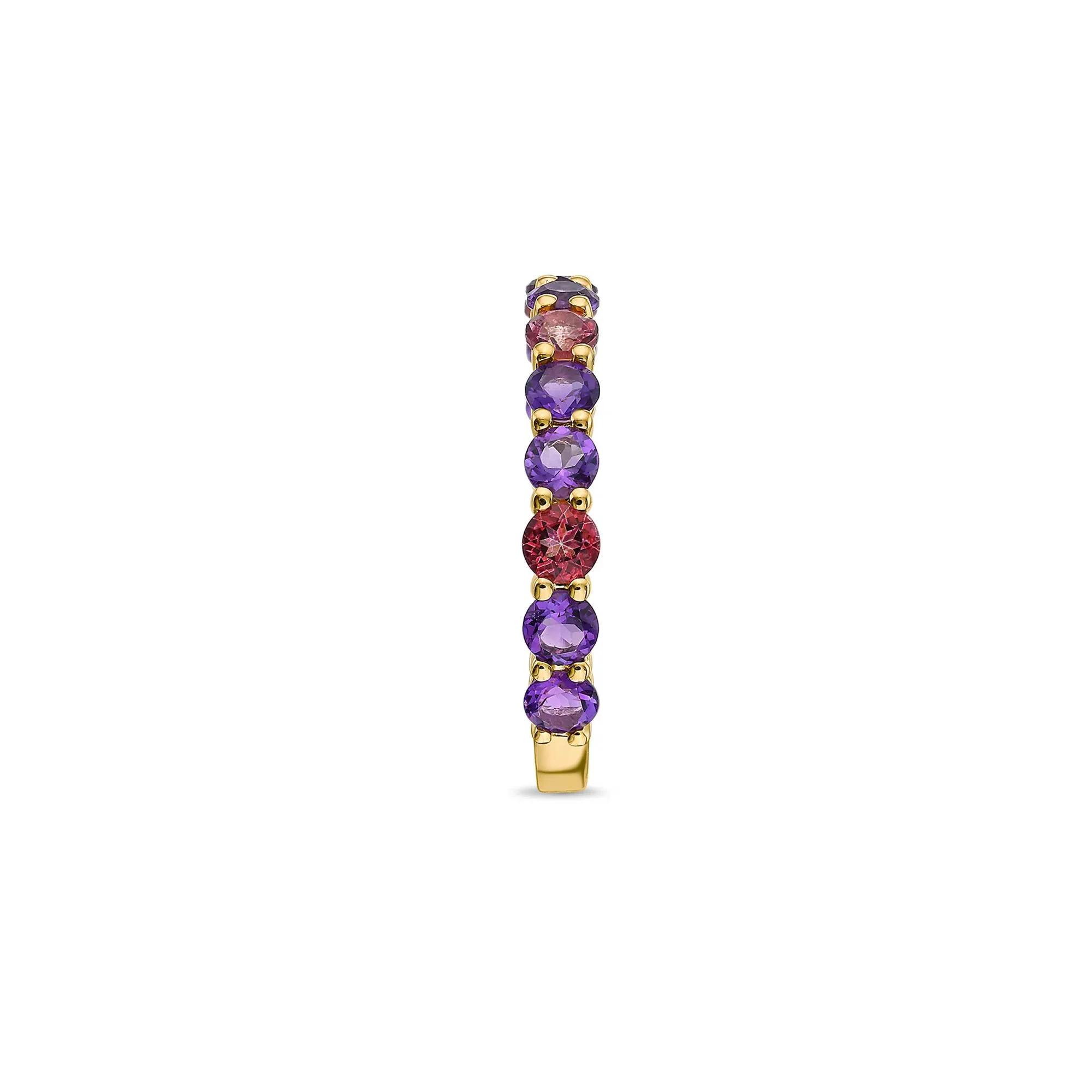 Amethyst and Pink Topaz Ring 10K Yellow Gold Size 6.5 2.5mm - Image 3